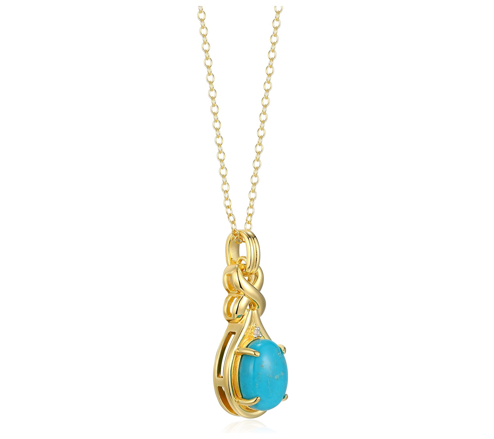 Affinity Gems Turquoise & Diamond Necklace, 18kGold Plated