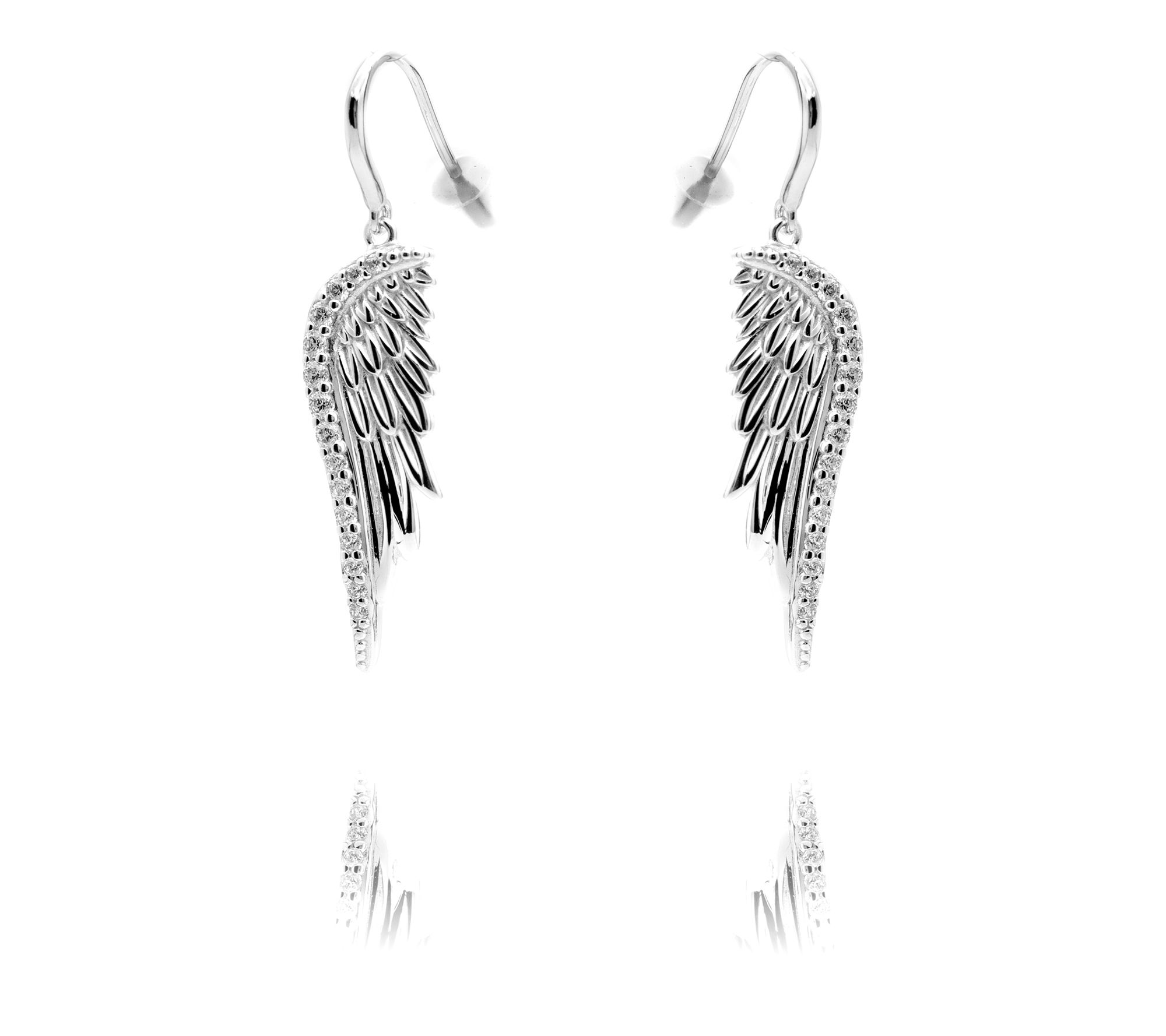 Diamonique Angel Design Dangle Earrings, Sterling Silver