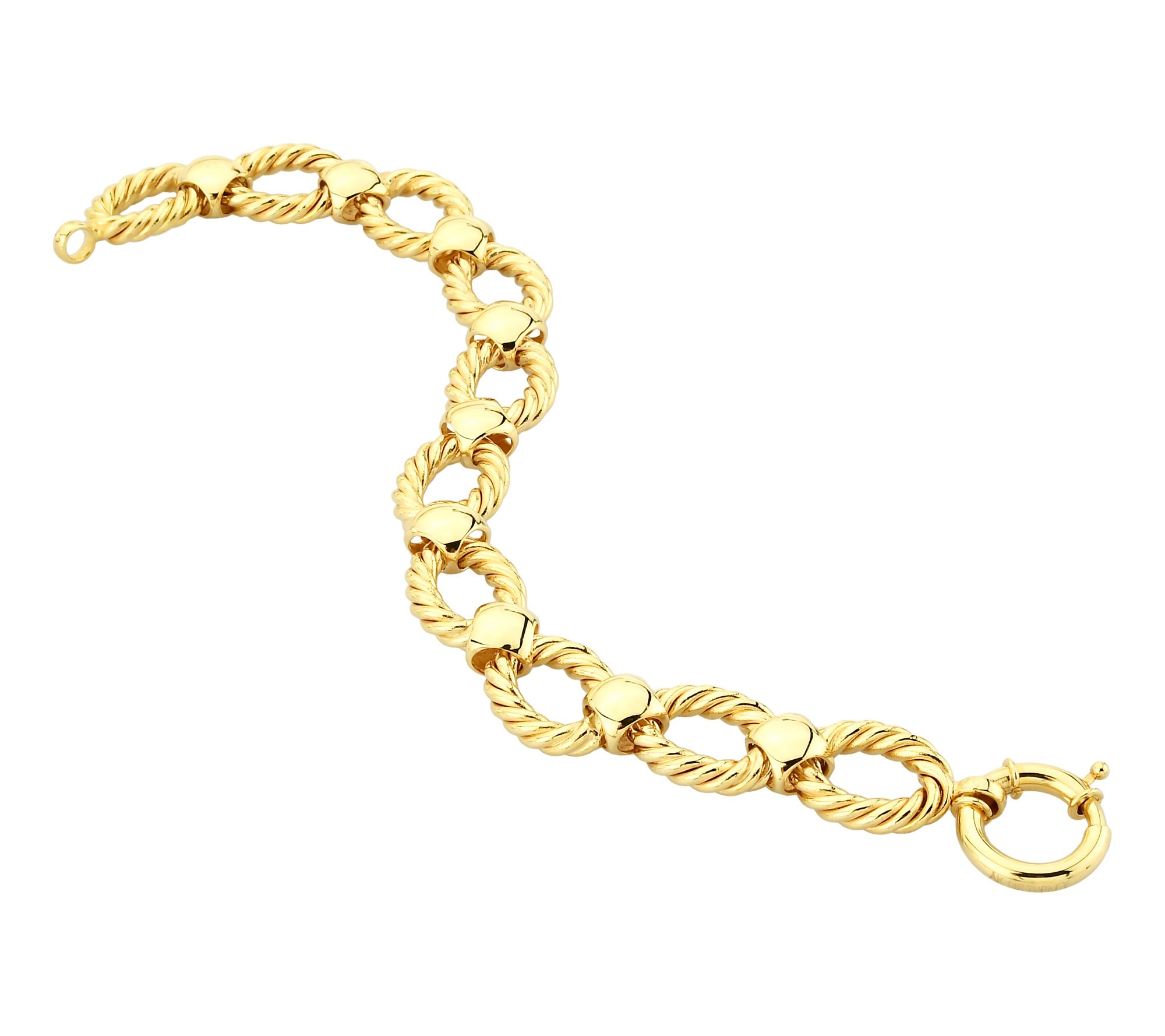 Adorna 14K Gold Rope Texture Oval Link Bracelet