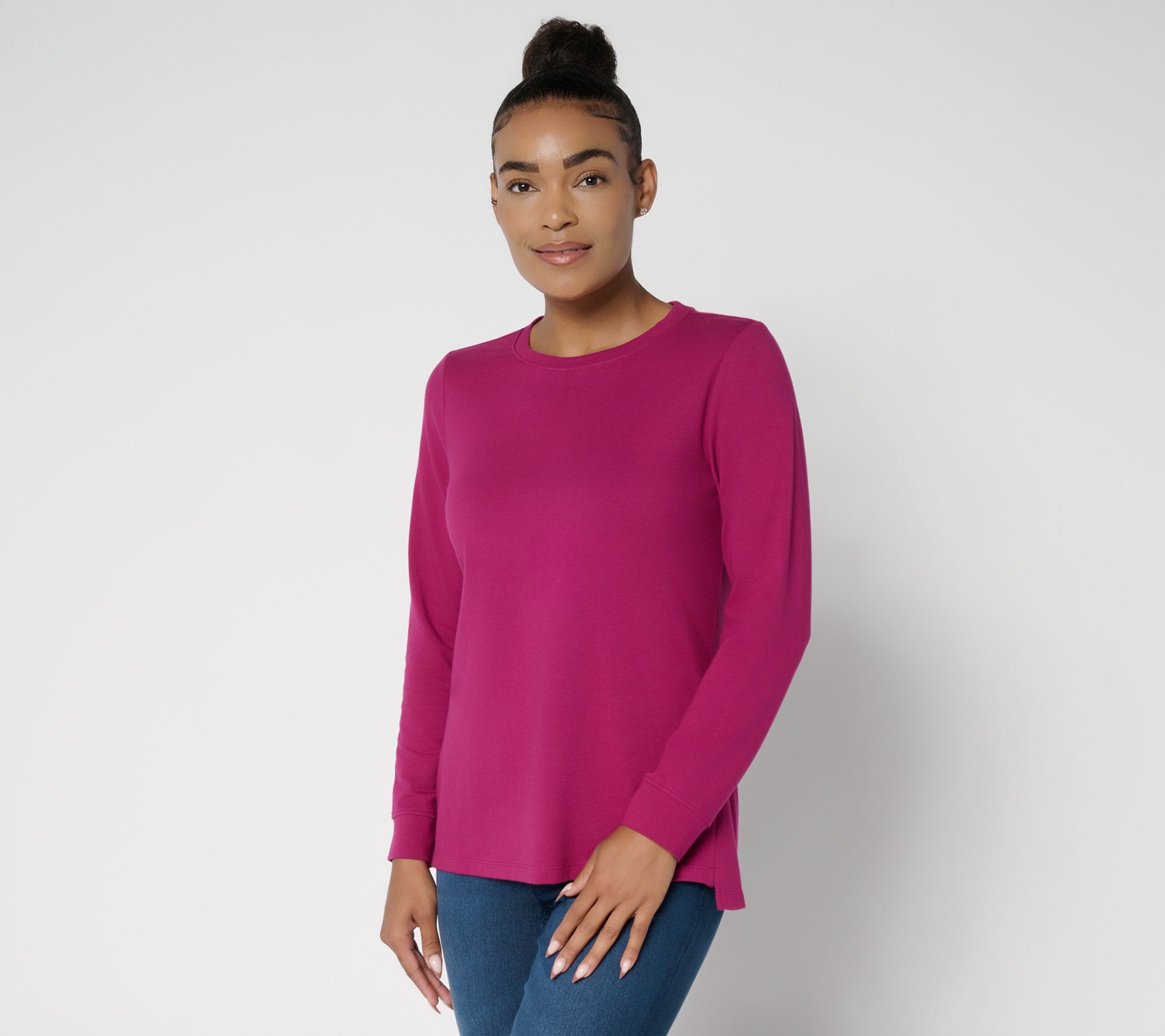 Denim & Co. Essentials Perfect Jersey Crew Neck Top