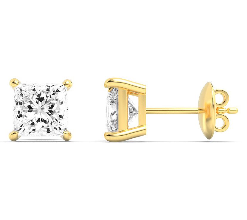 Fire Light 5.00 cttw Lab Grown Diamond Princess Earrings, 14K