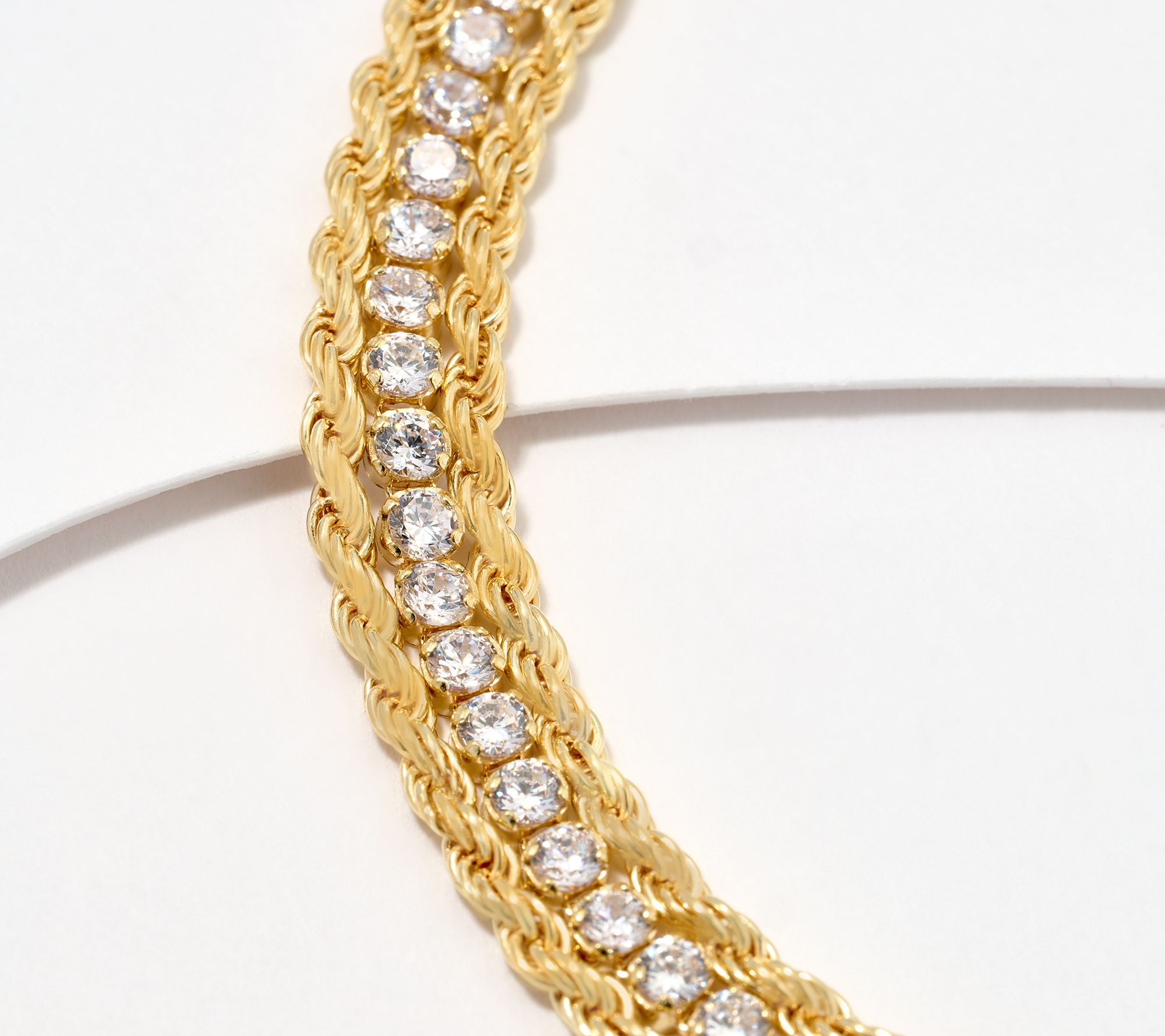 Diamonique Italia Triple Strand White Stone Bracelet, Sterl