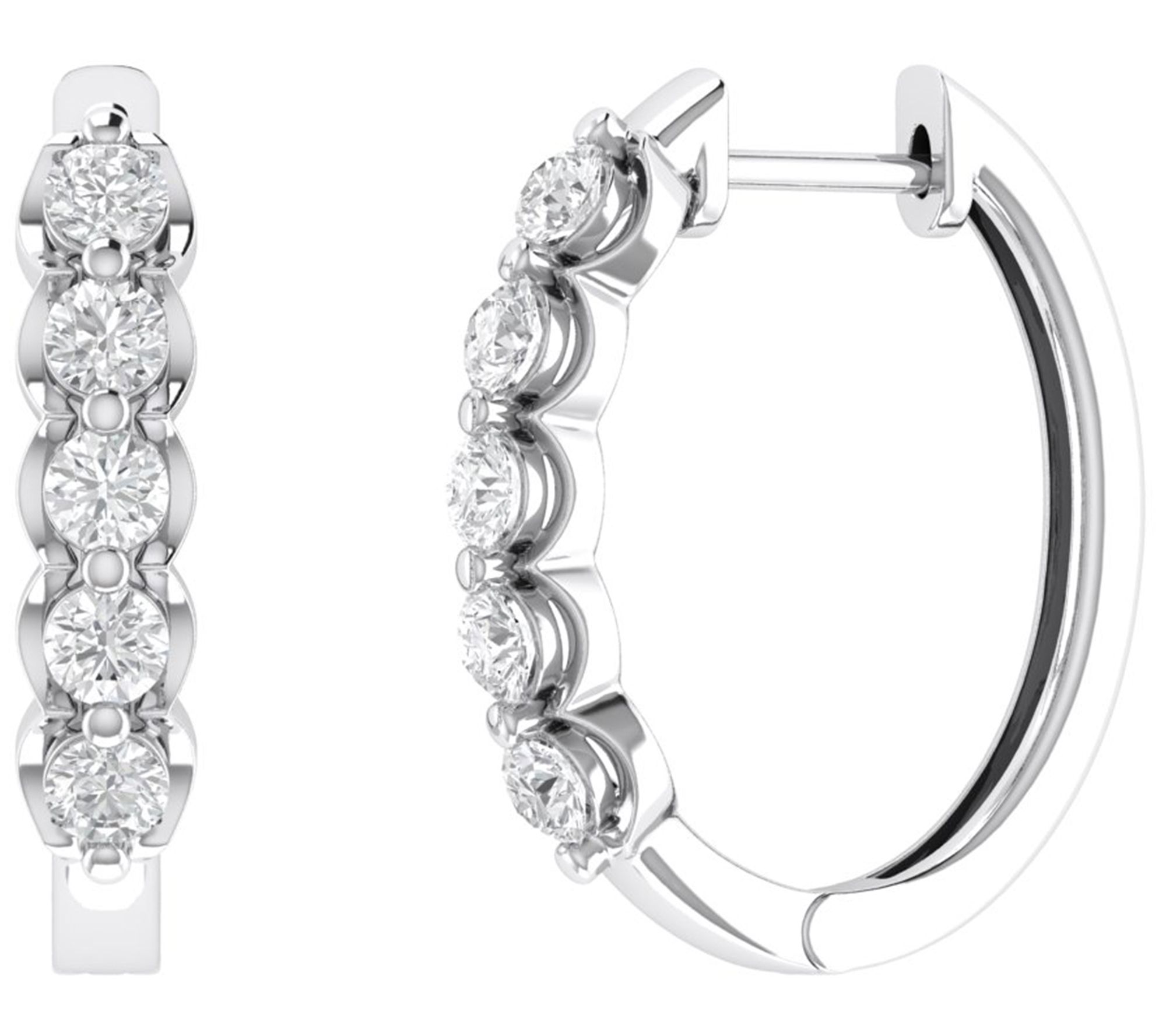 Affinity 1.00 Diamond Oval Hoop Earrings, 14K W hite Gold