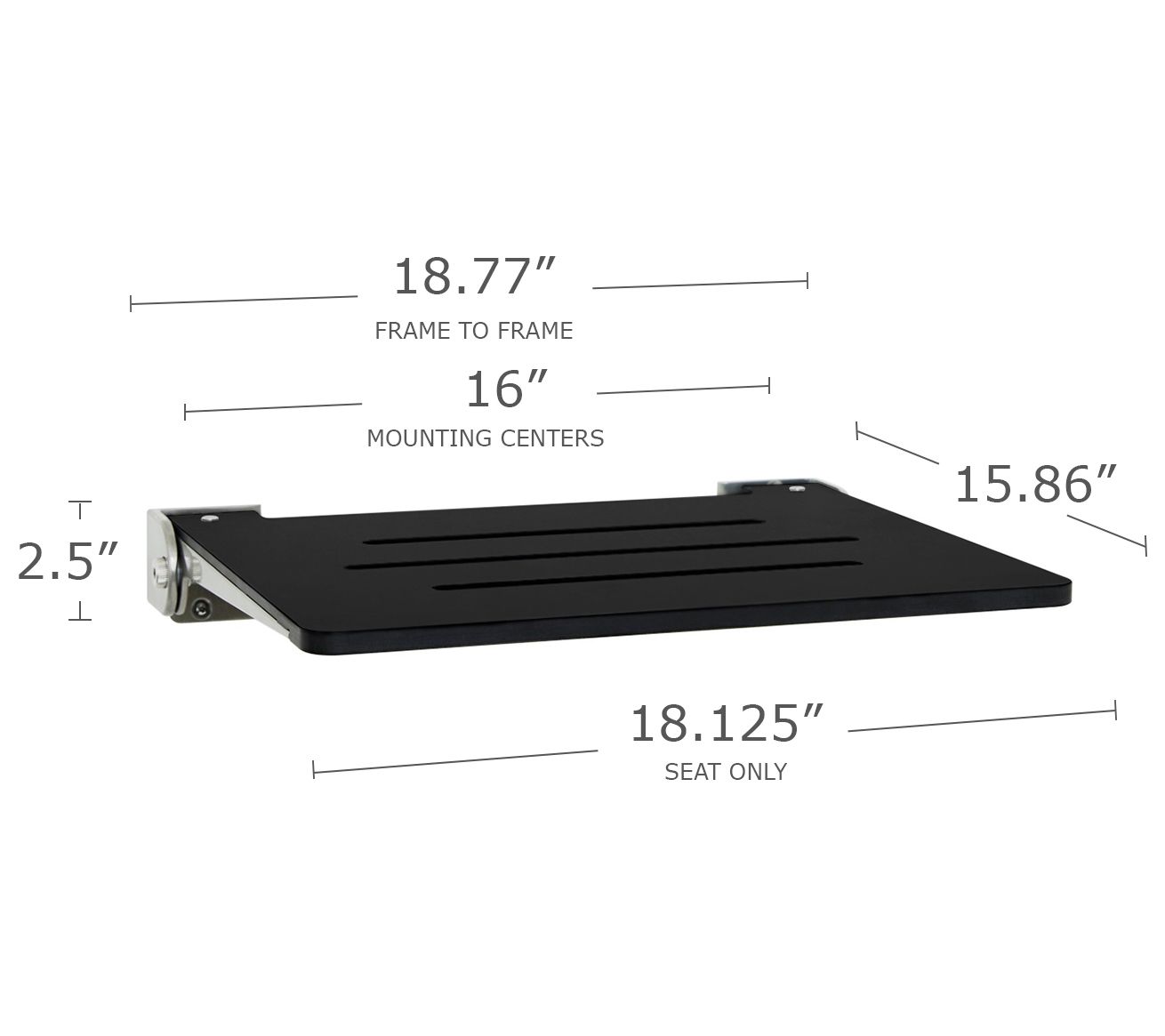 Seachrome SlimLine Folding Wall Mount Shower Bench Seat 18