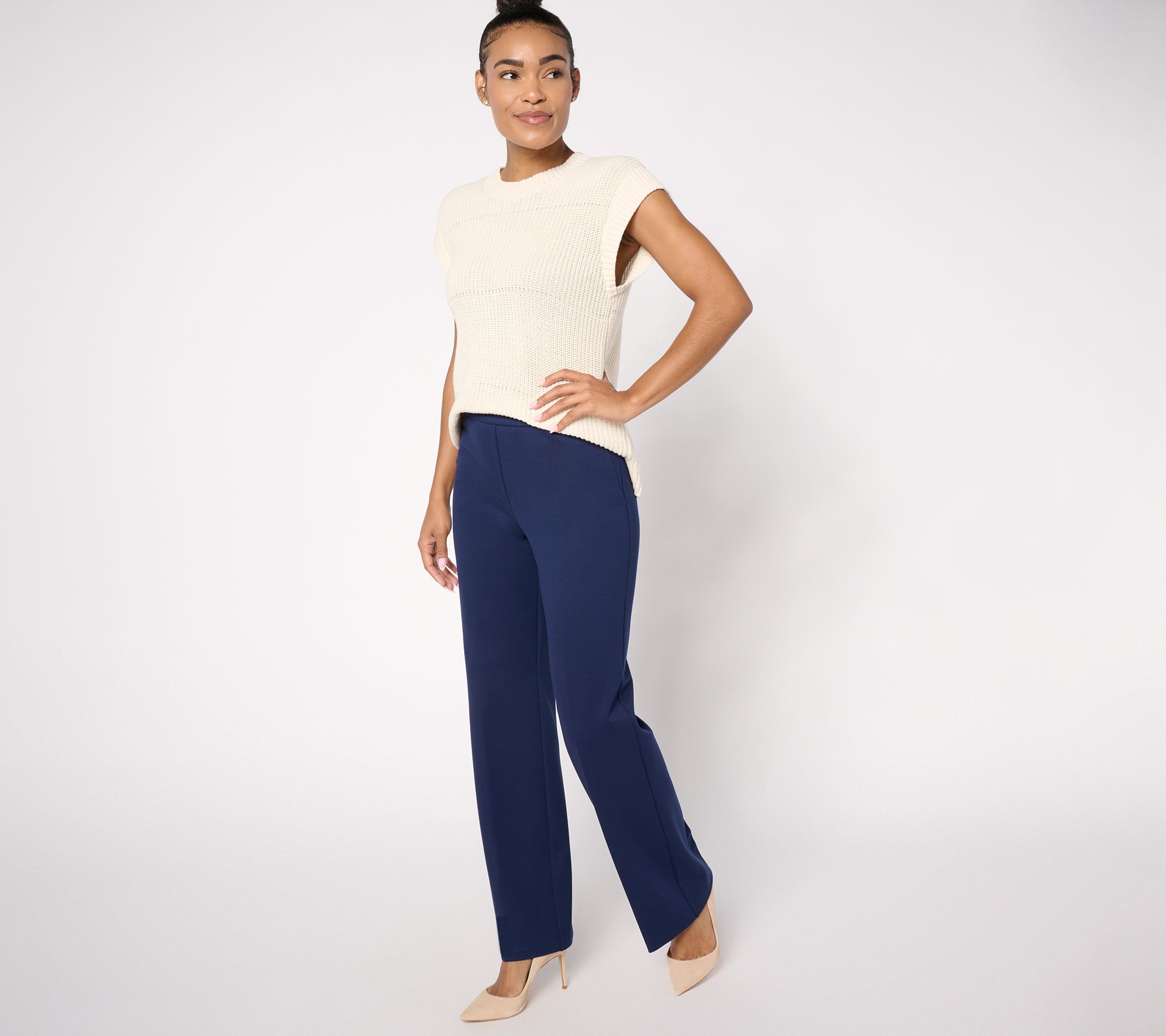 Dennis Basso Regular Ponte Knit Boot Cut Pants