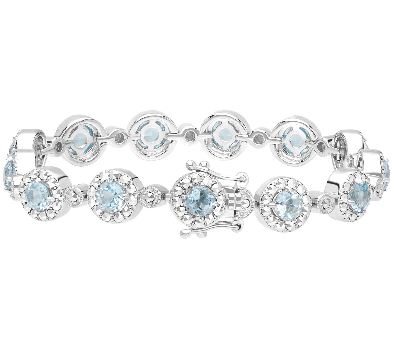 Dallas Prince 14K Clad Marcasite & Blue Topaz H alo Bracelet