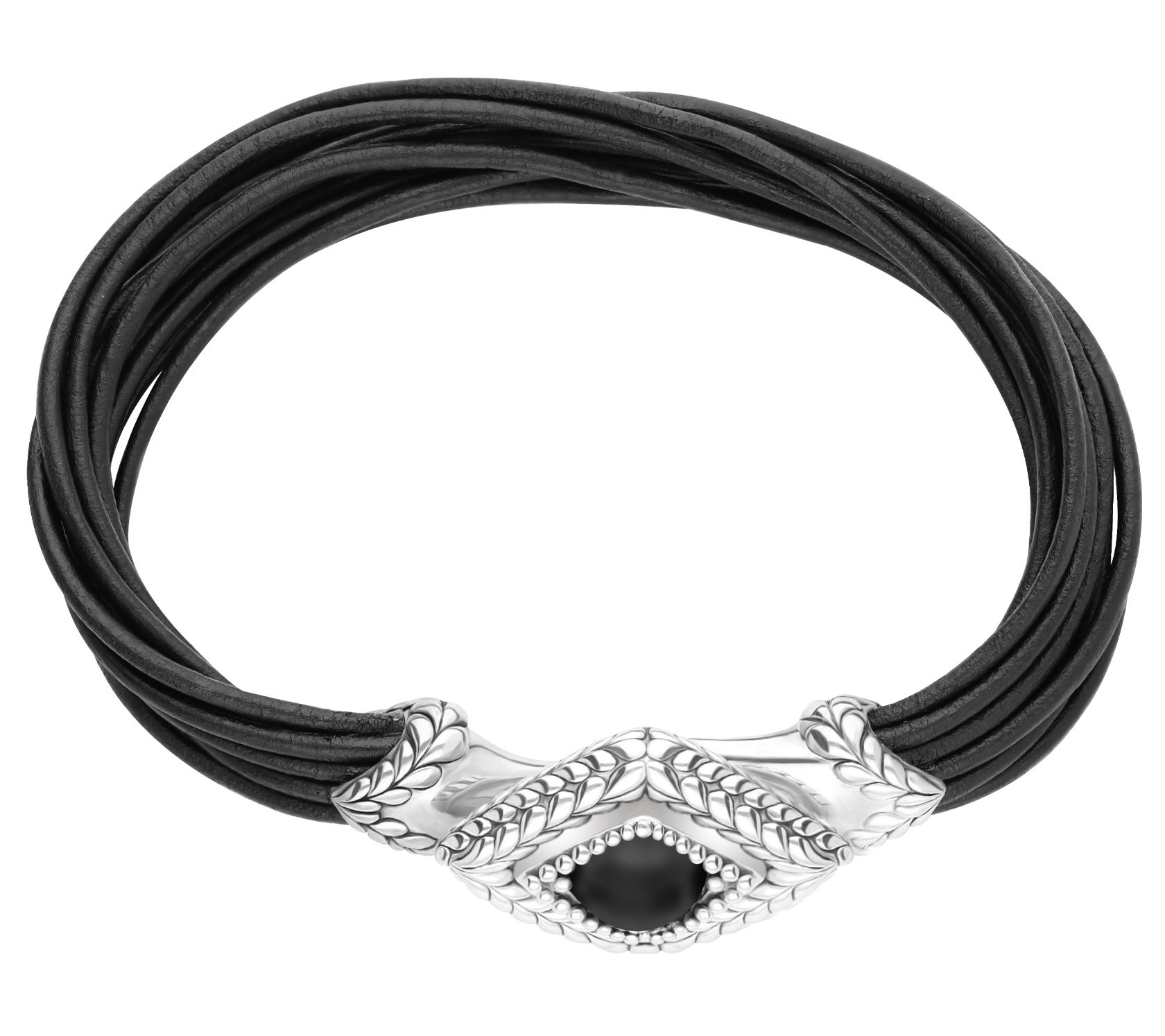 Tiffany Kay Studio Sterling Silver Onyx Leather Bracelet