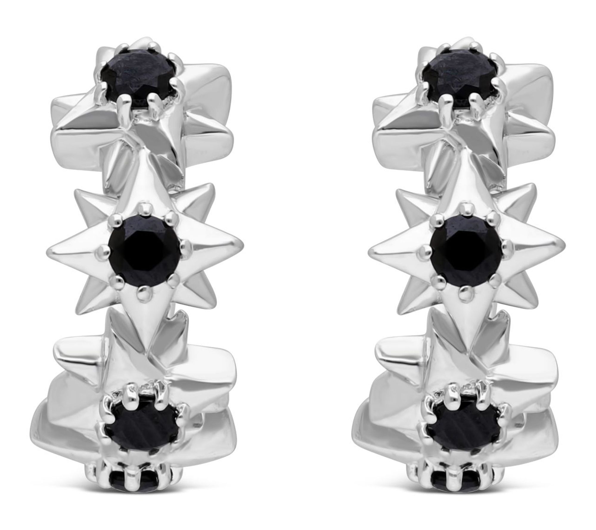 Margo Manhattan Sterling Black Spinel StarlightHoop Earrings