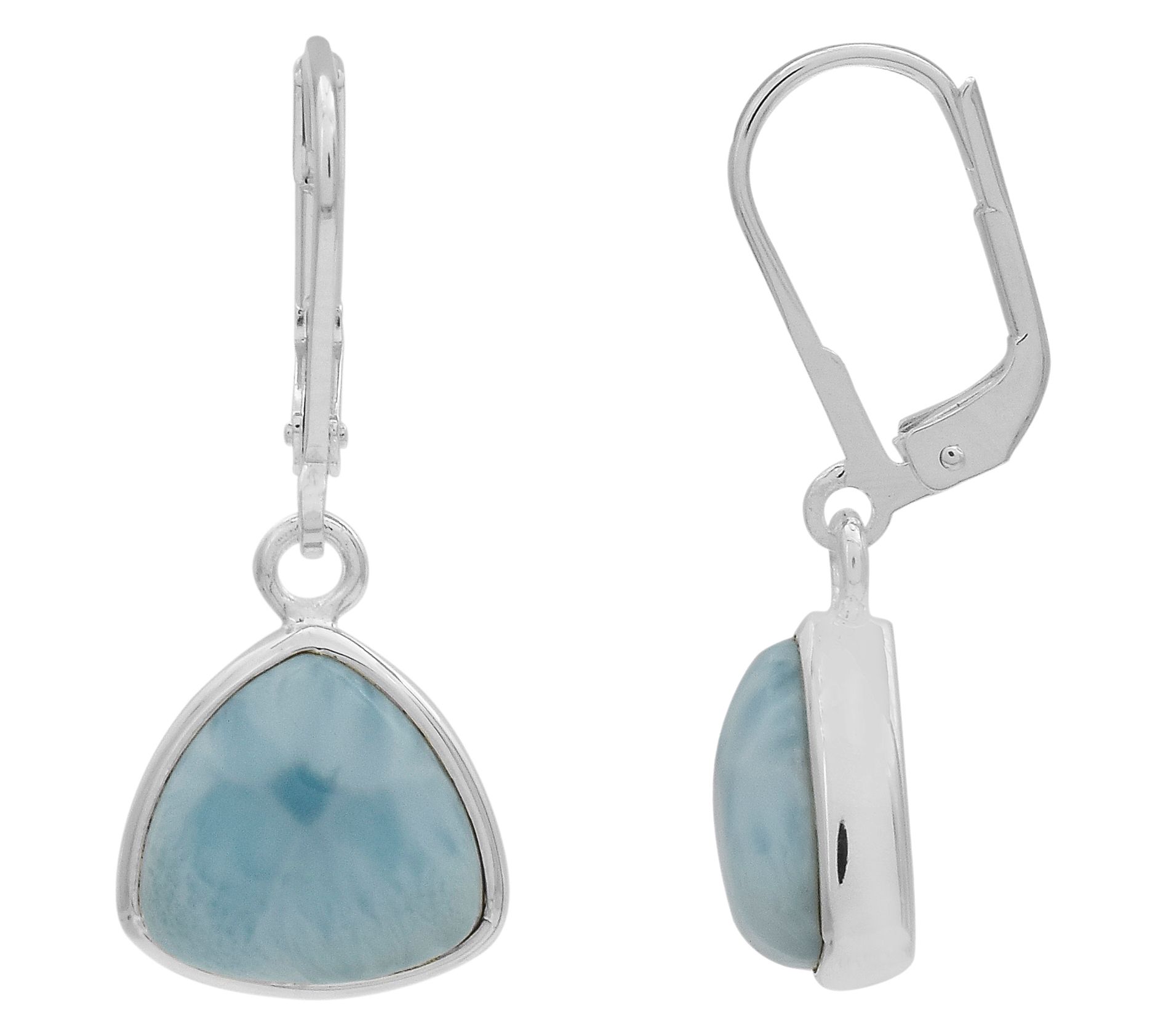Affinity Gems Larimar Trillion Cut Drop Earrings, Sterling