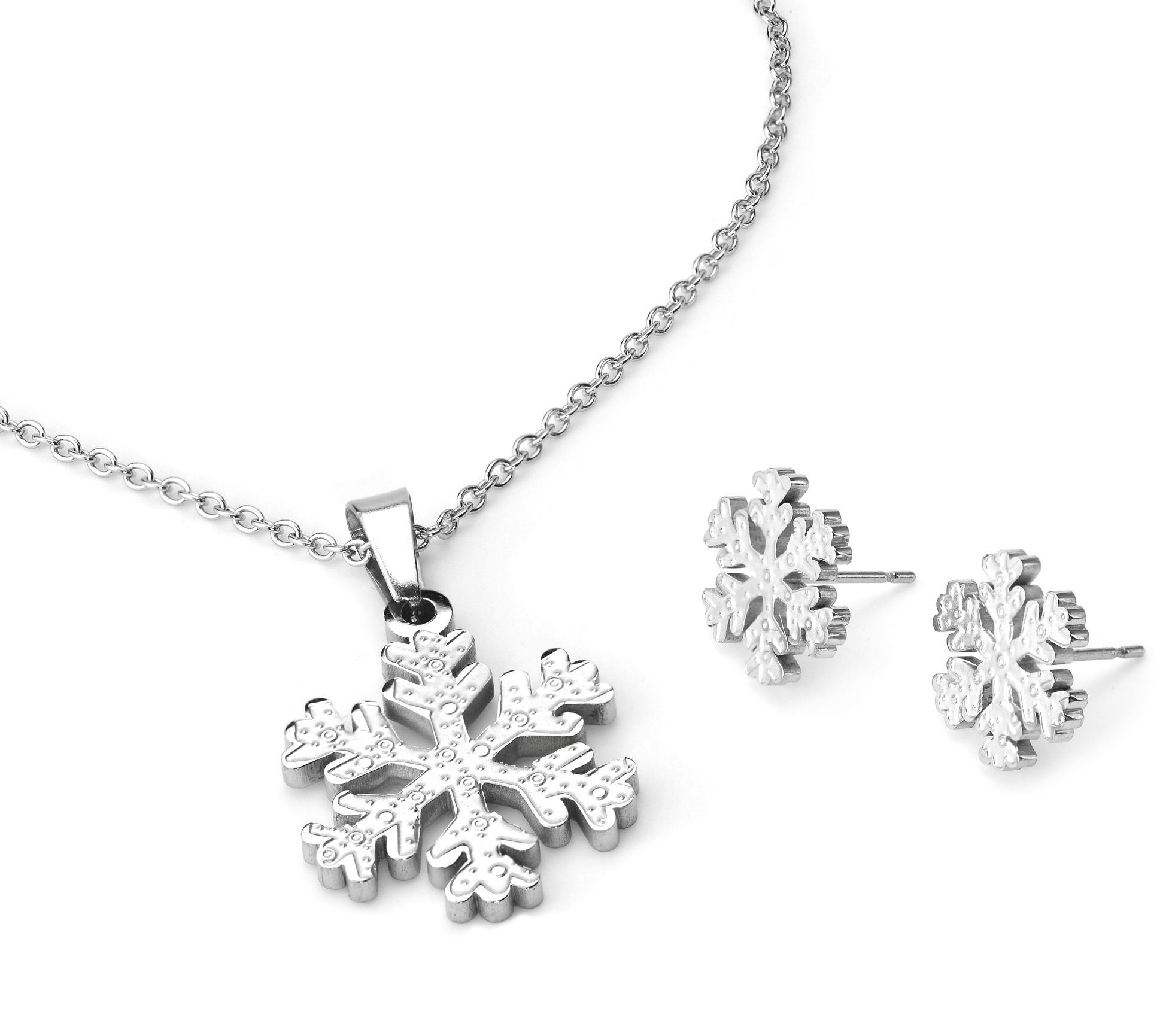 Steel by Design Snowflake Pendant & Earrings Set