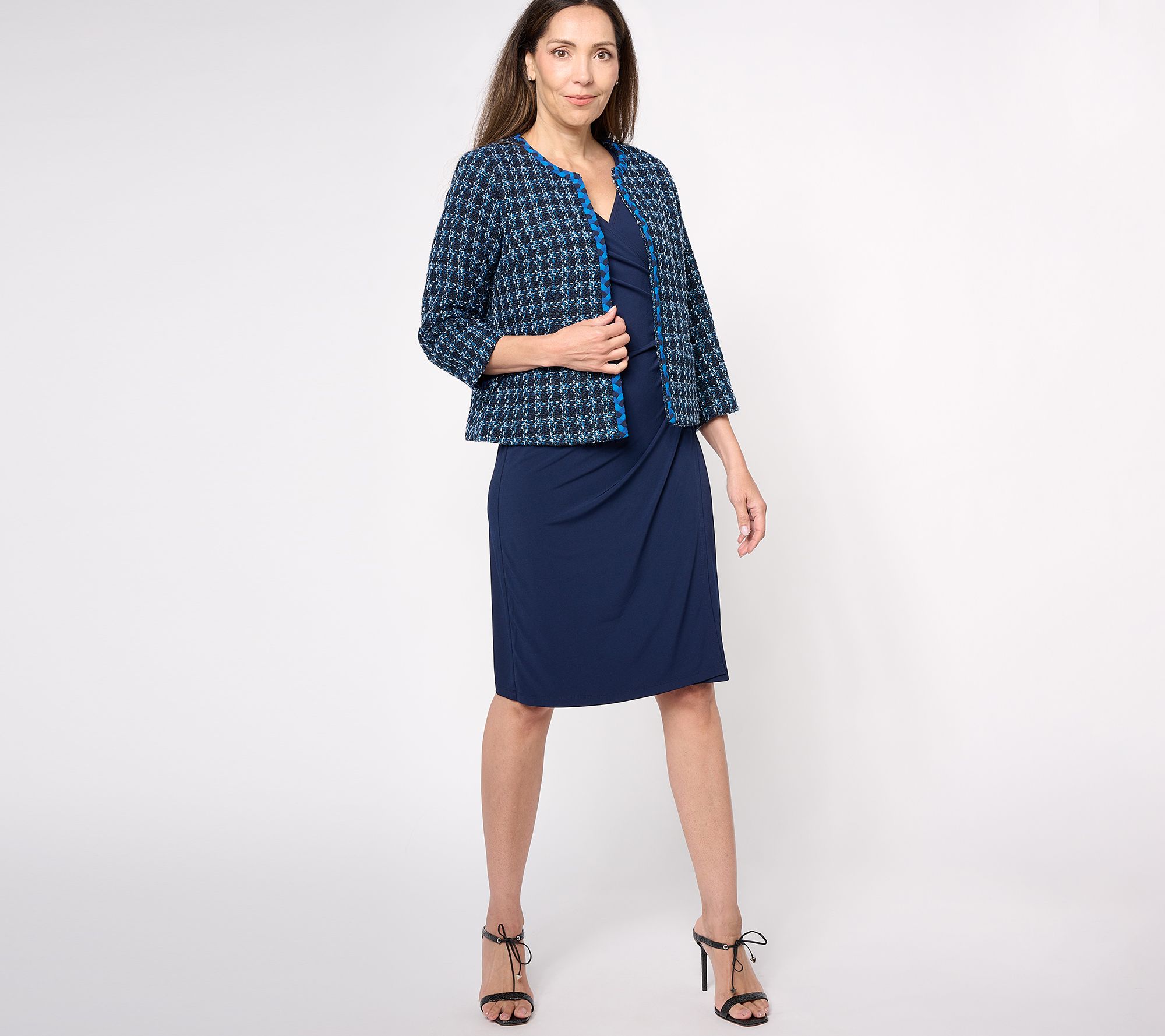 Isaac Mizrahi Live! Tweed Bracelet Sleeve Jacket