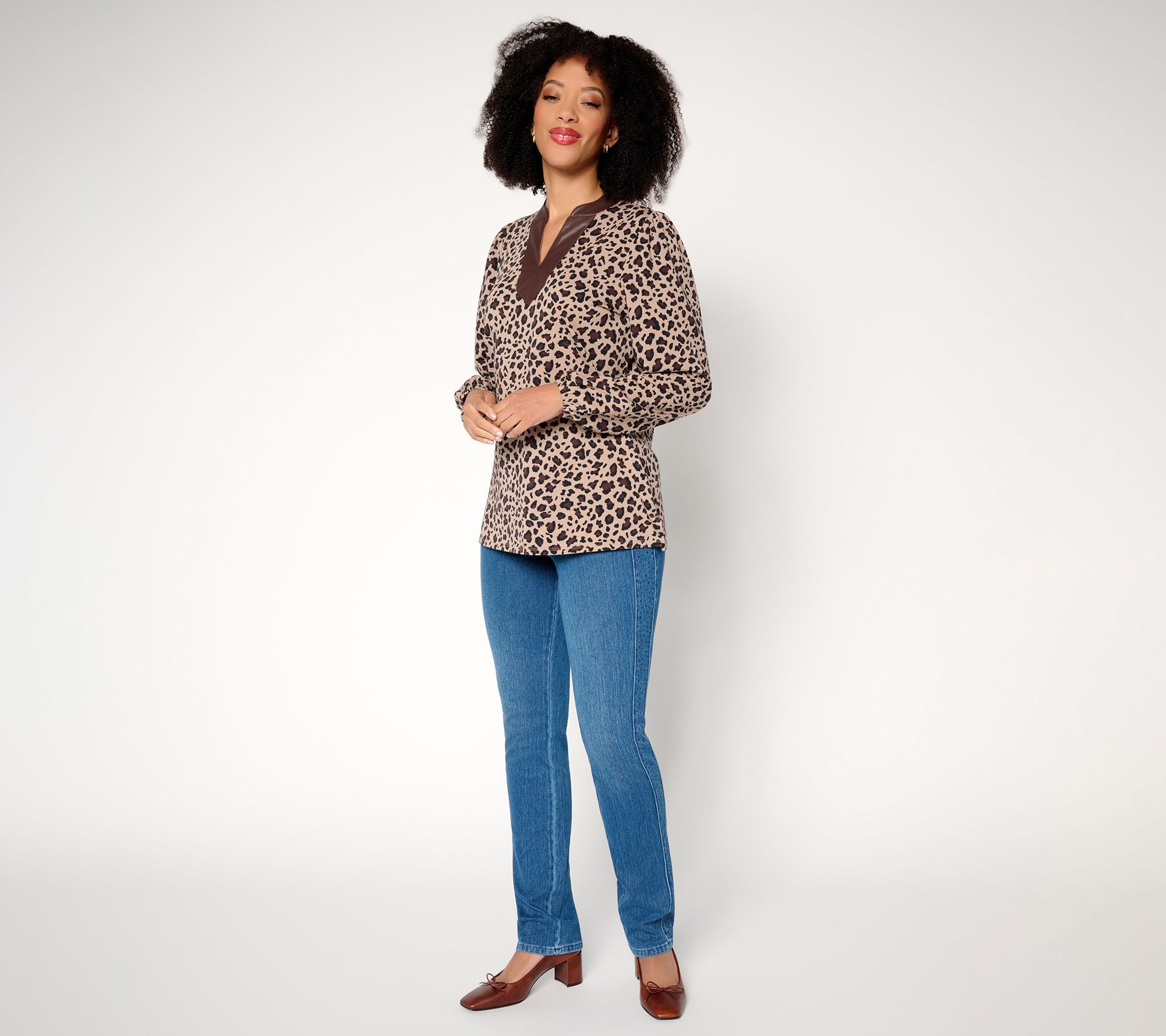 Belle by Kim Gravel Petite Flexibelle Side Sparkle Straight Jean