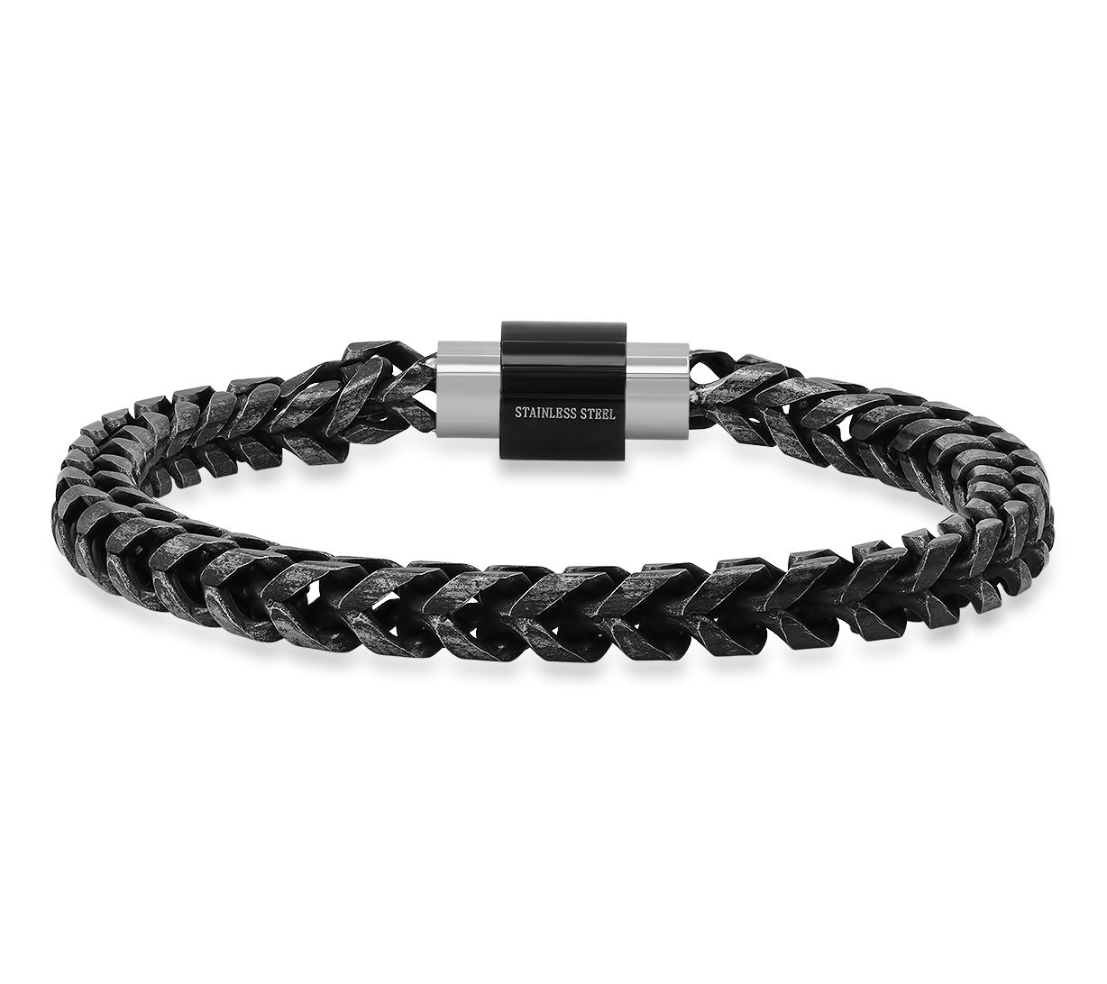 Steel By Design Men's Oxidized Wheat Chain Bracelet