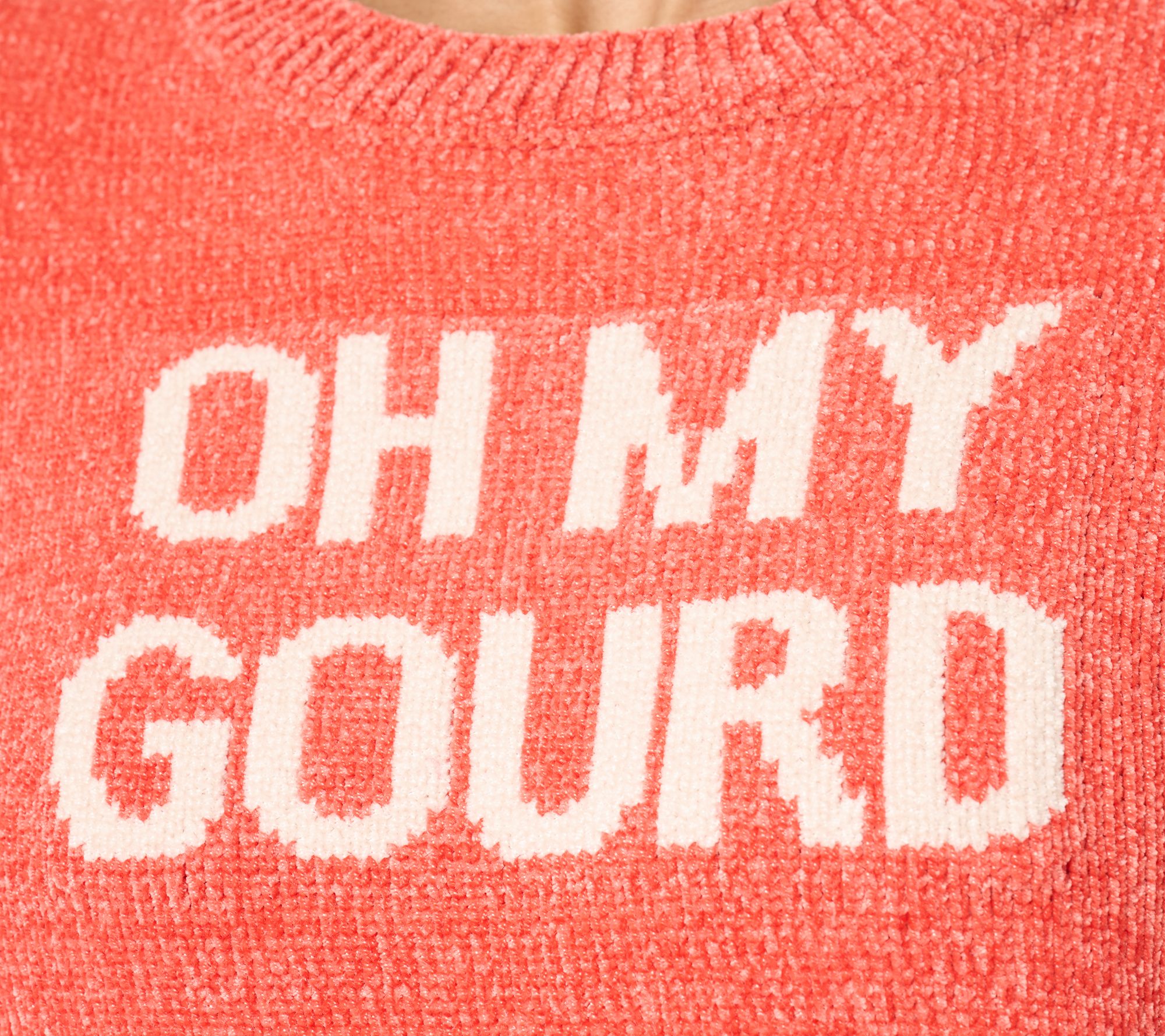 AnyBody Chenille Crewneck Message Sweater