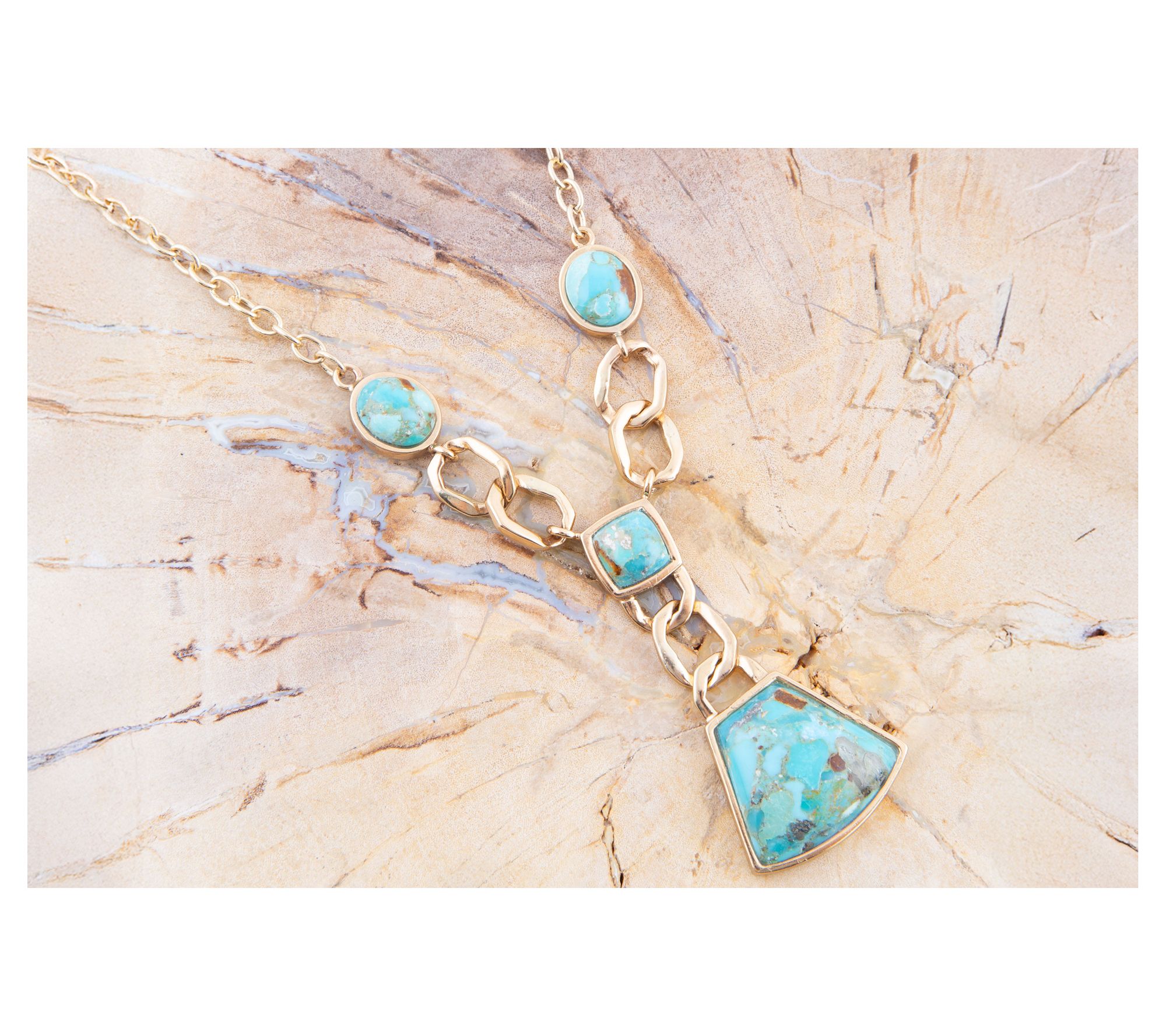 Barse Artisan Crafted Bronze Athena Turquoise YNecklace