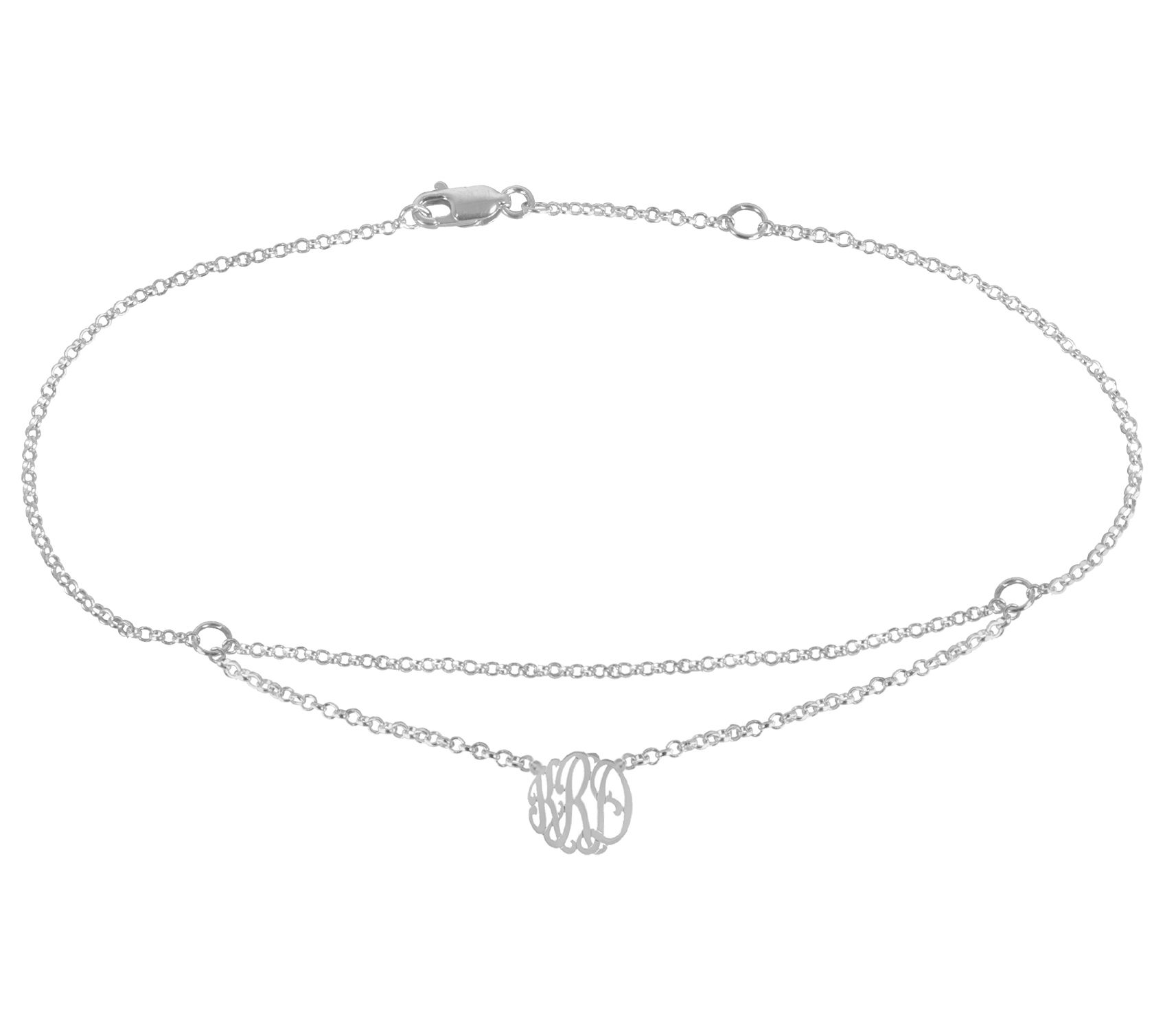 Sterling Personalized Floating Monogram A nkle Bracelet