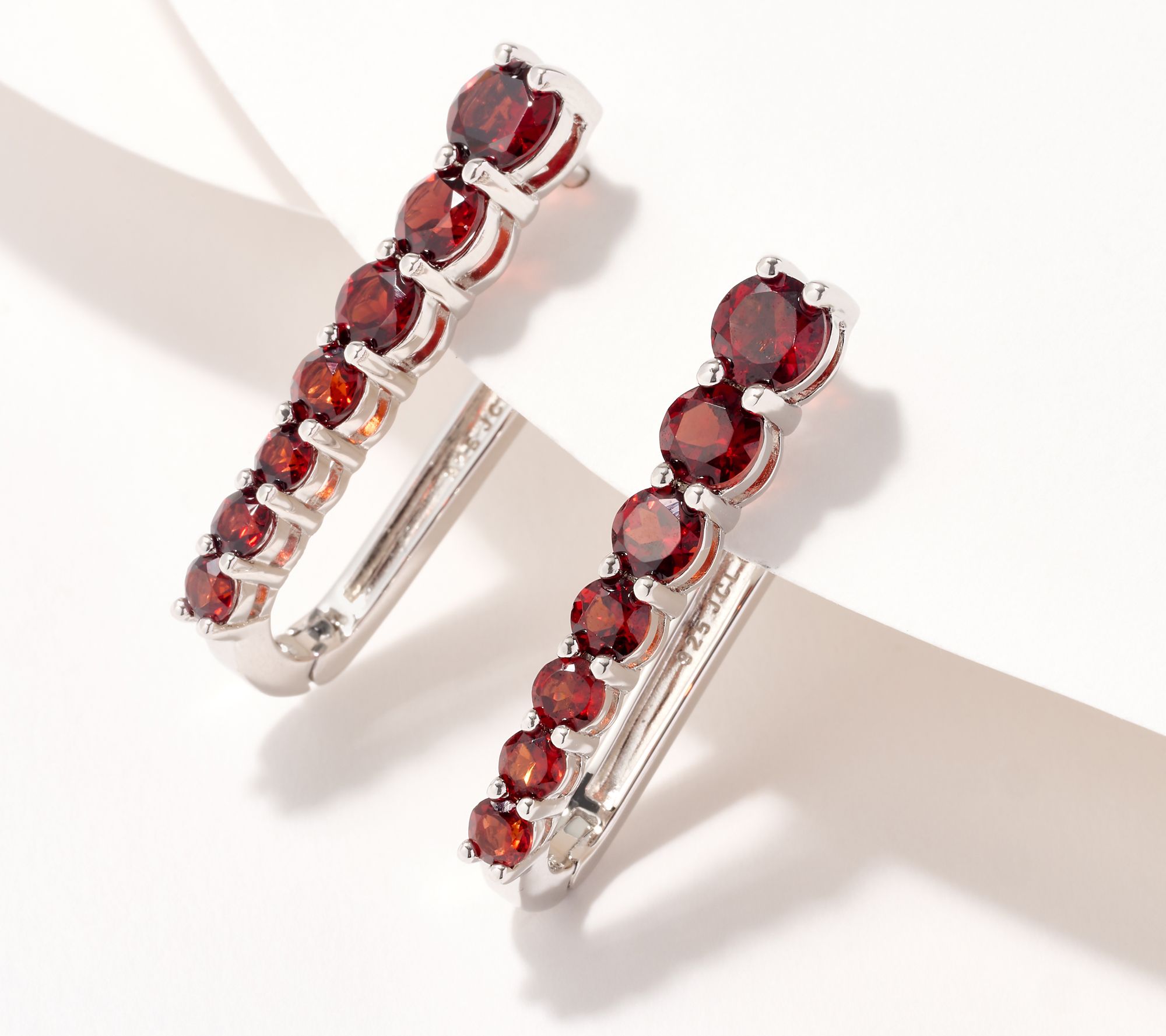 Affinity Gems Round Graduated U-Hoop Earrings, Sterling Silver