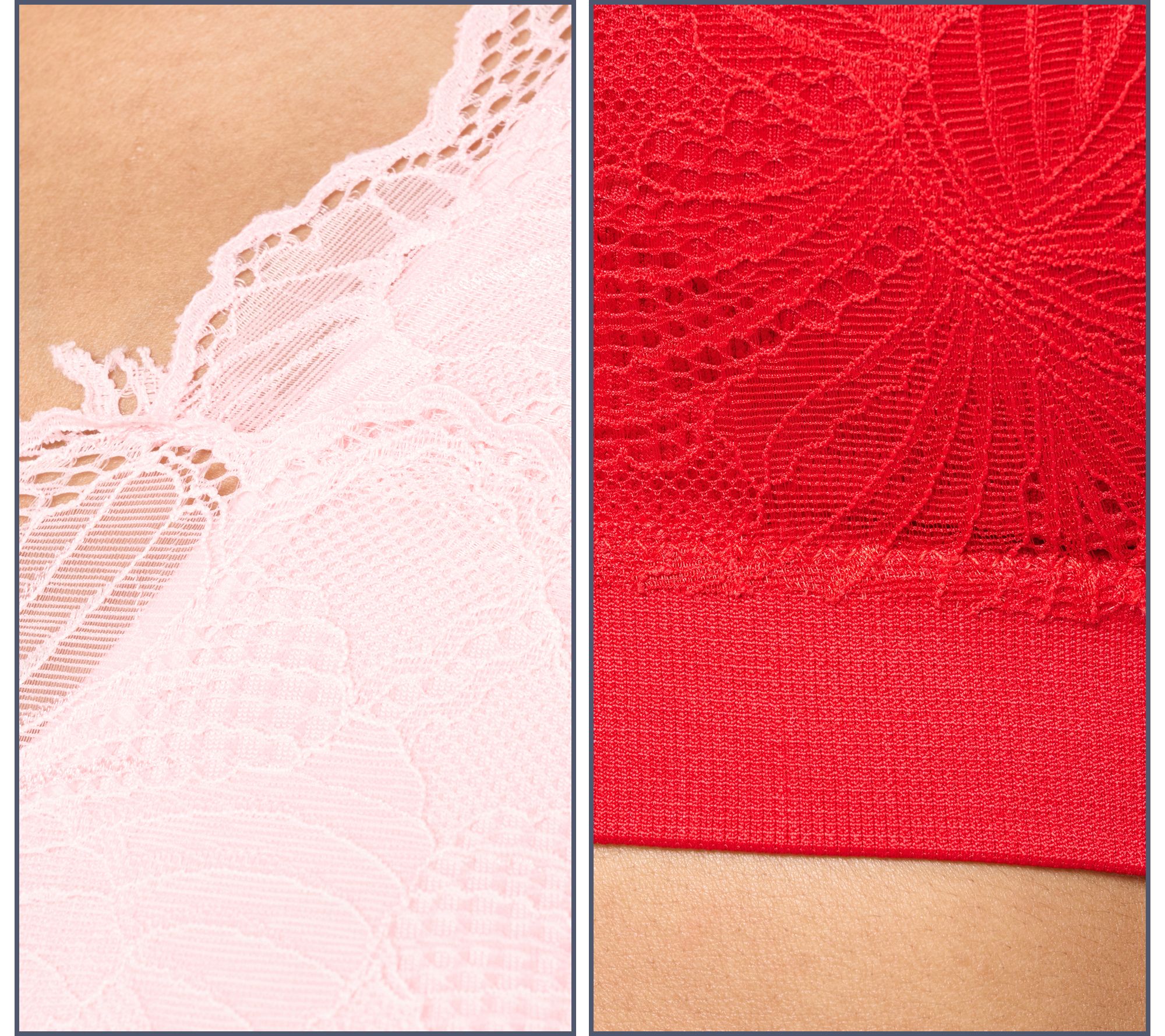 Breezies Seamless Set of (2) Lace Cami Bras with Removeable Pads