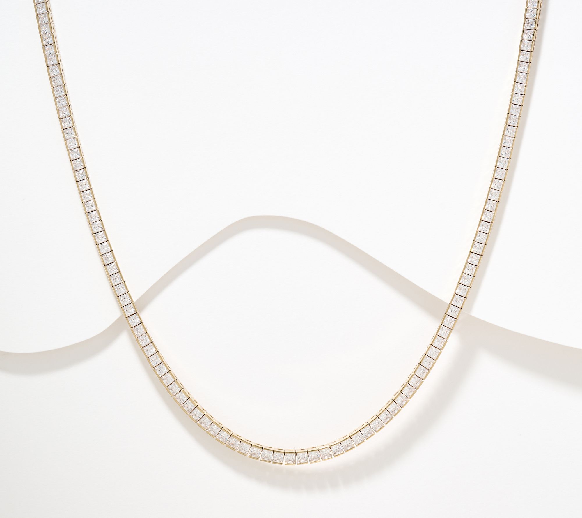 Diamonique Classics Princess Cut Tennis Necklace Sterling Silver