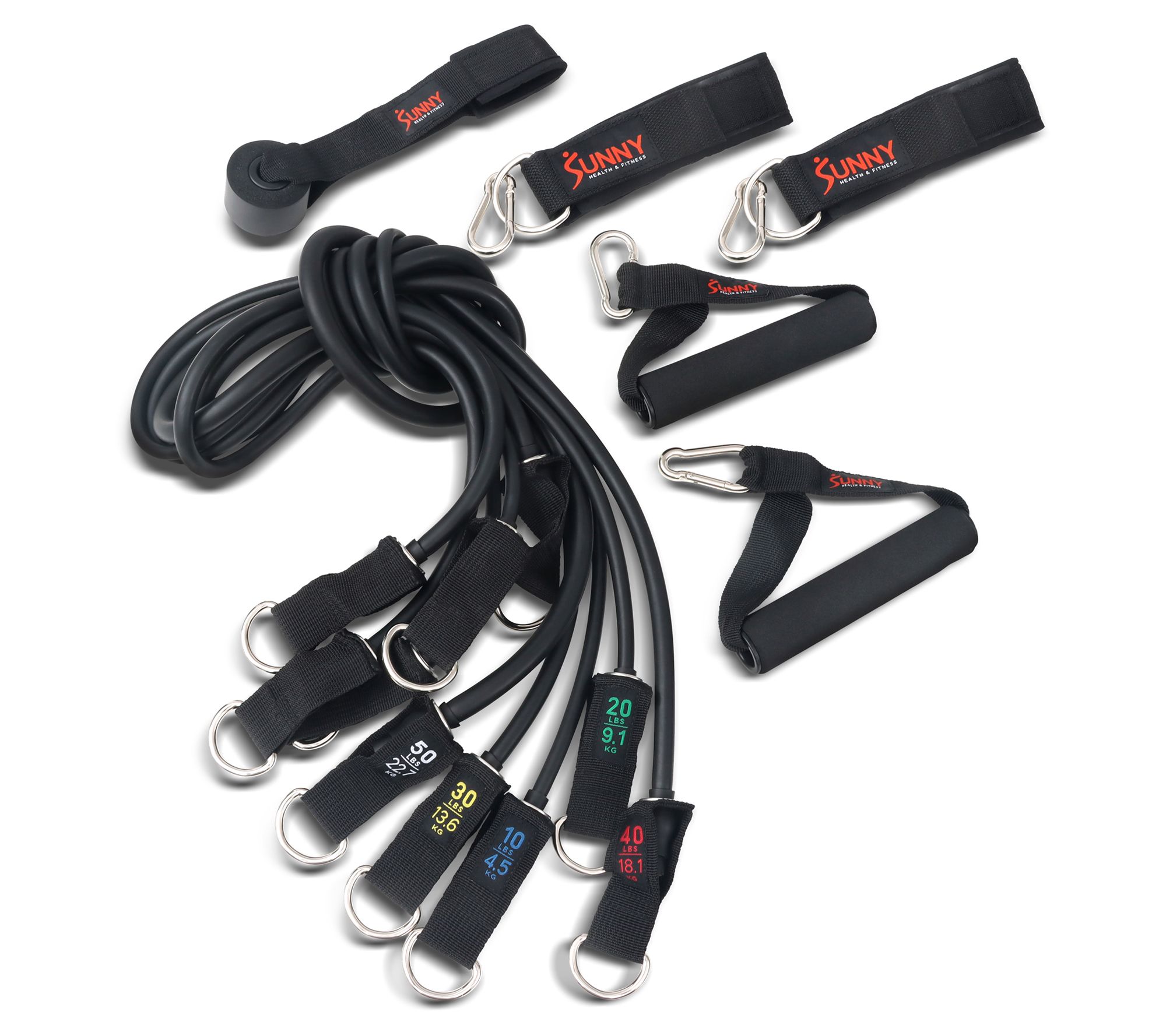 Sunny Health Fitness Resistance Elastic Tube Set