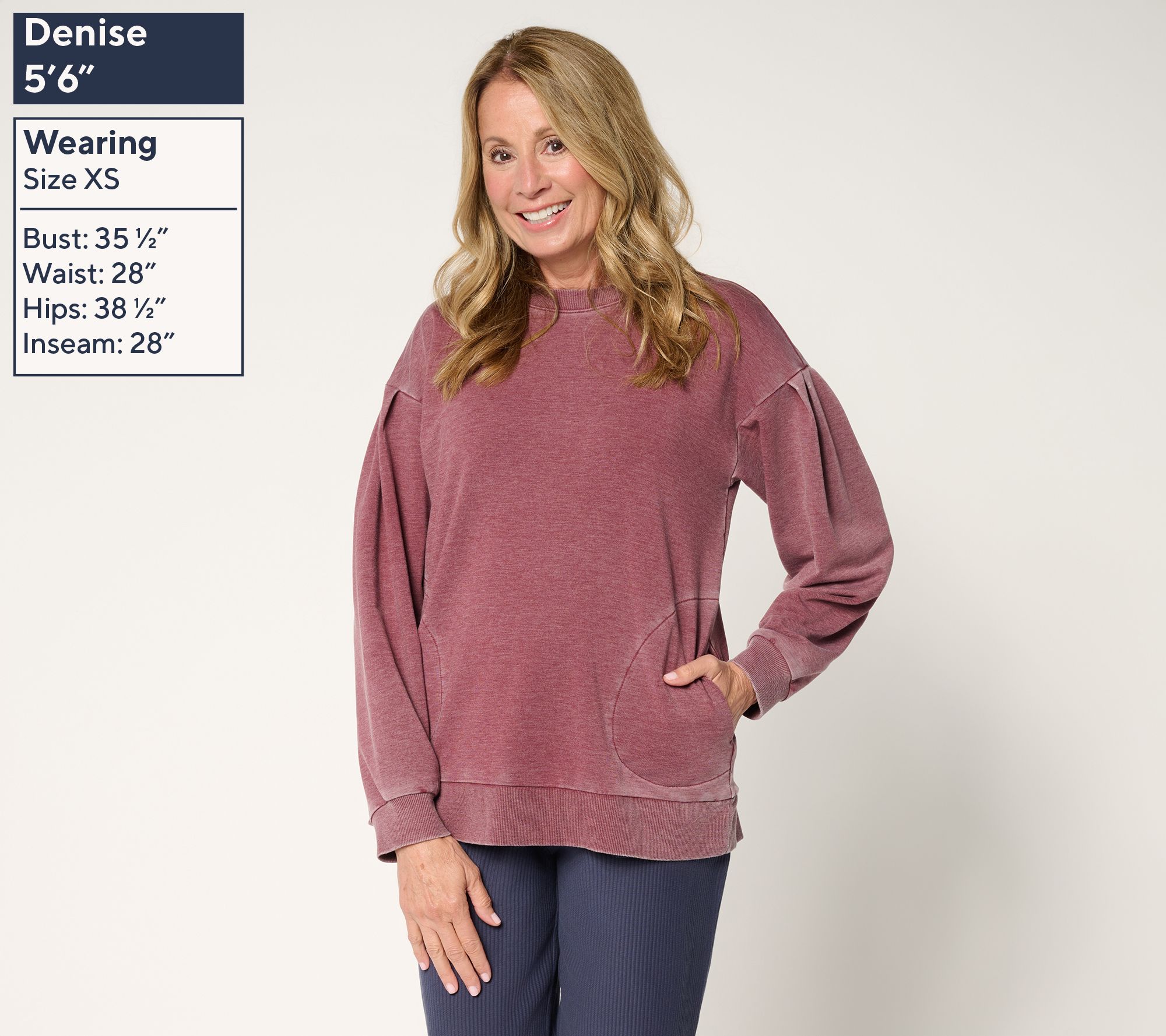 LOGO by Lori Goldstein French Terry Pleat-Detail Sweatshirt