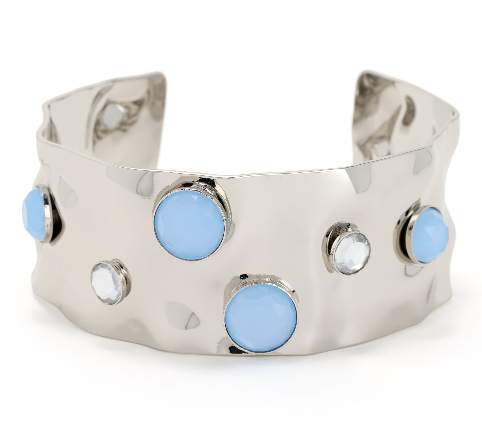 Susan Graver Oval Cuff Bracelet with Bezel-Set Stones
