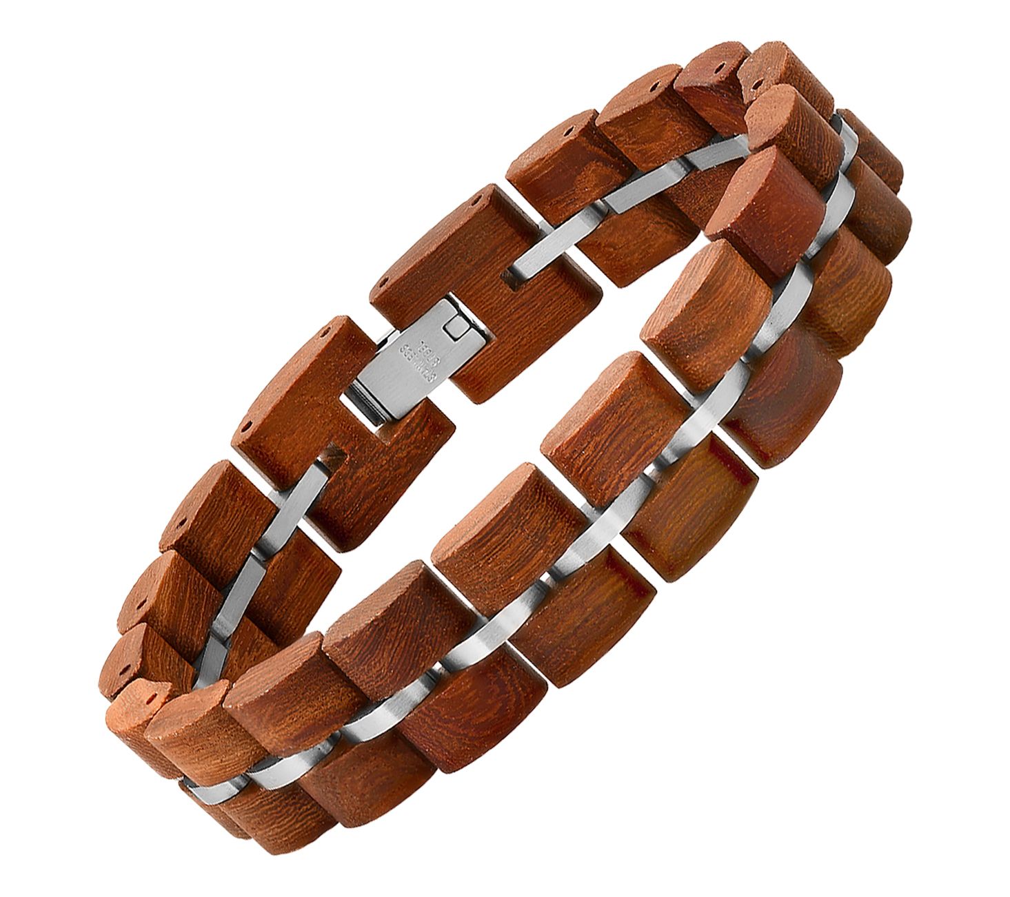 Steel By Design Men's Wood Link Bracelet