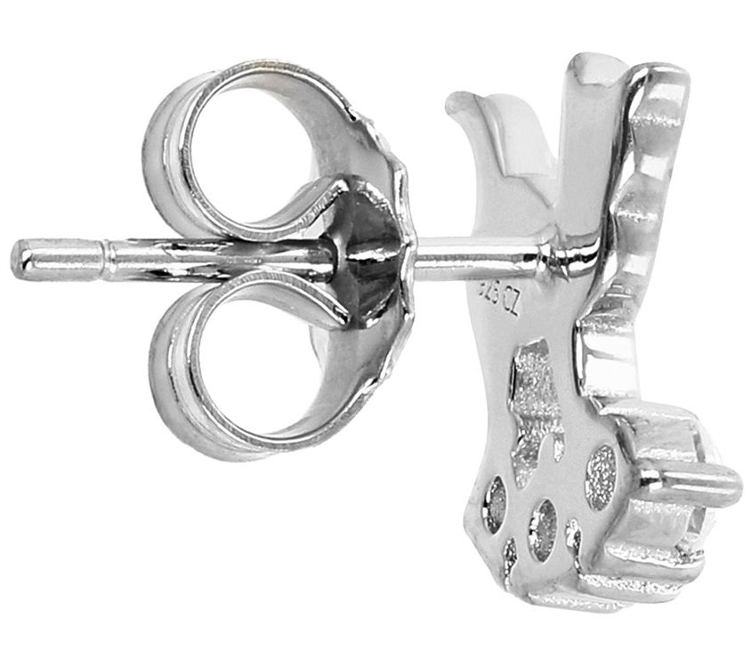 Diamonique 0.30 cttw Cat Stud Earrings, Sterlin g Silver