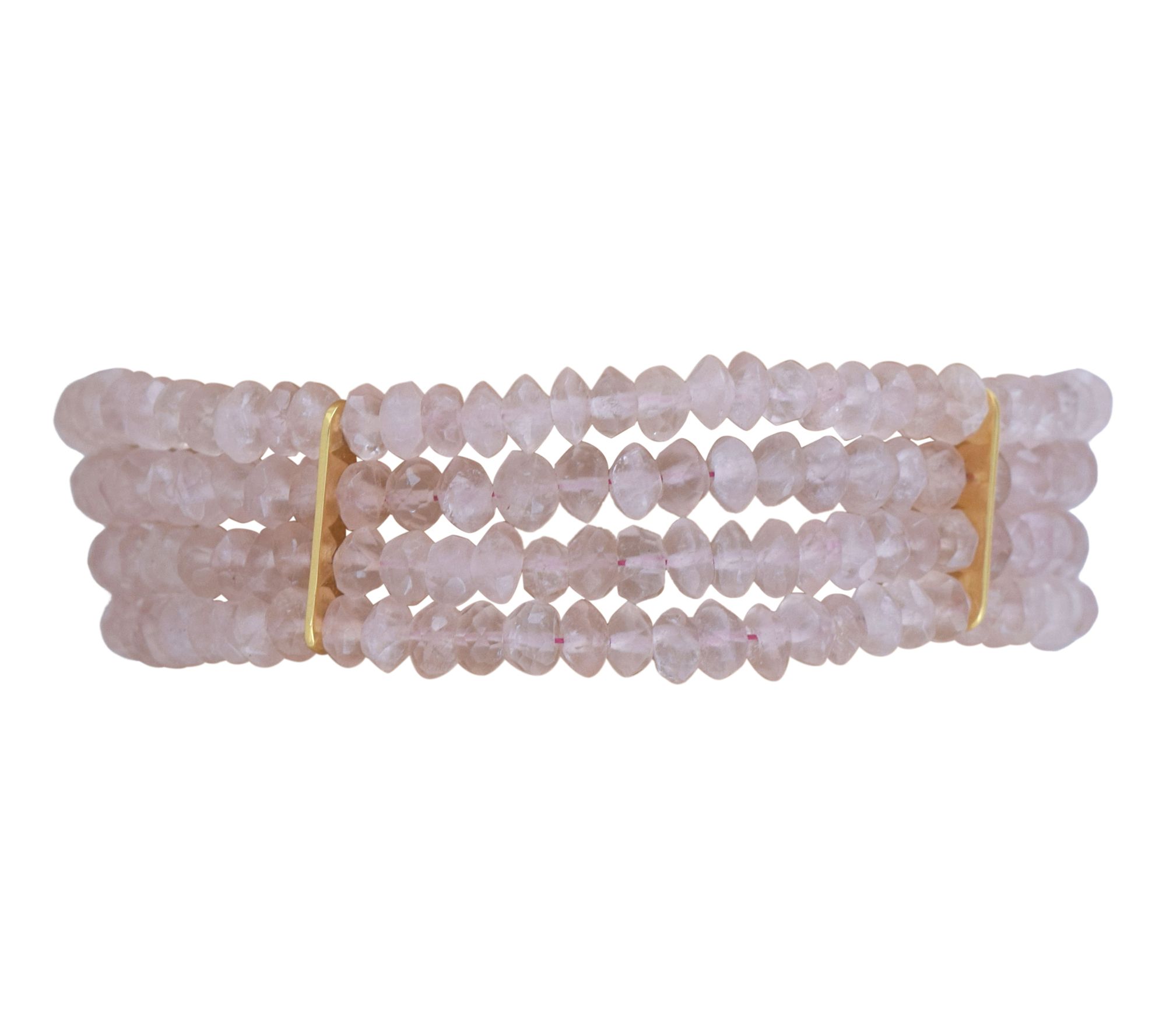 14K Gold Plated Rose Quartz Beaded Bracelet