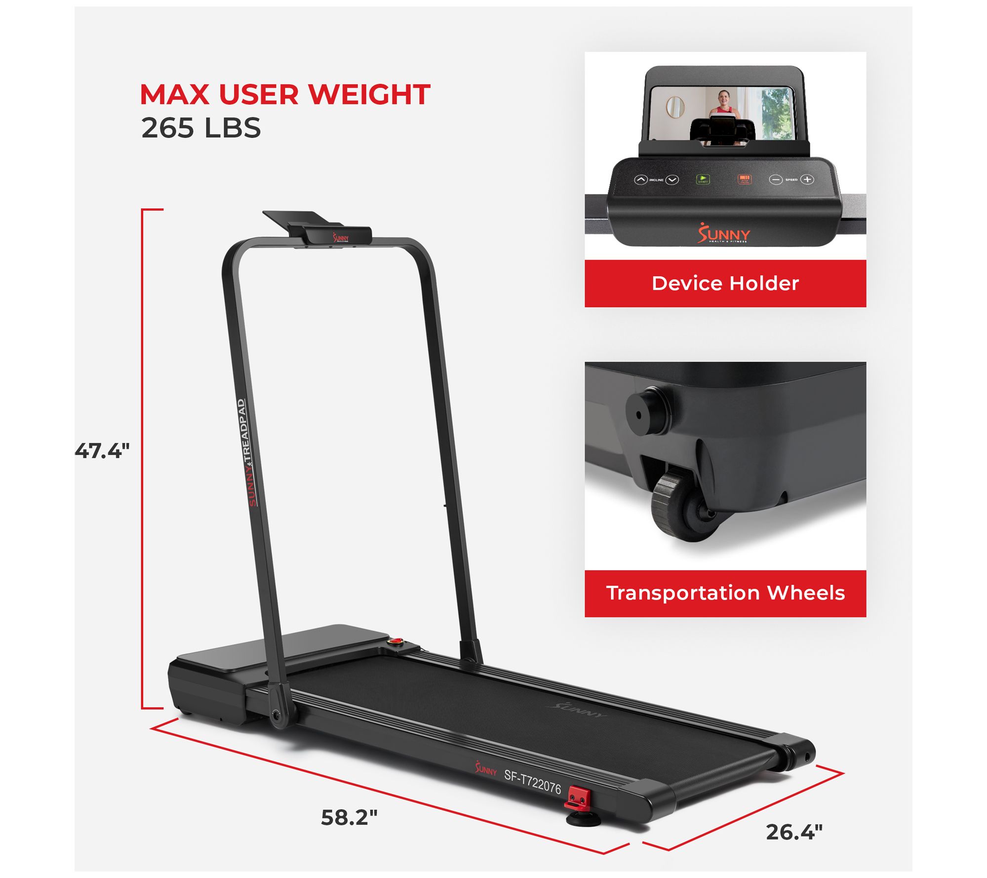Sunny Health & Fitness Smart Incline Treadmill