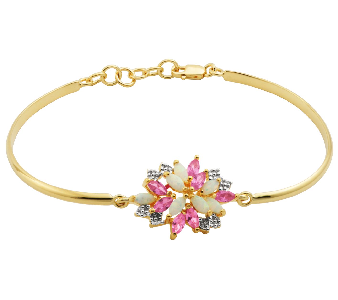 Affinity Gems Created Sapphire & Opal Bracelet, 18K Plated