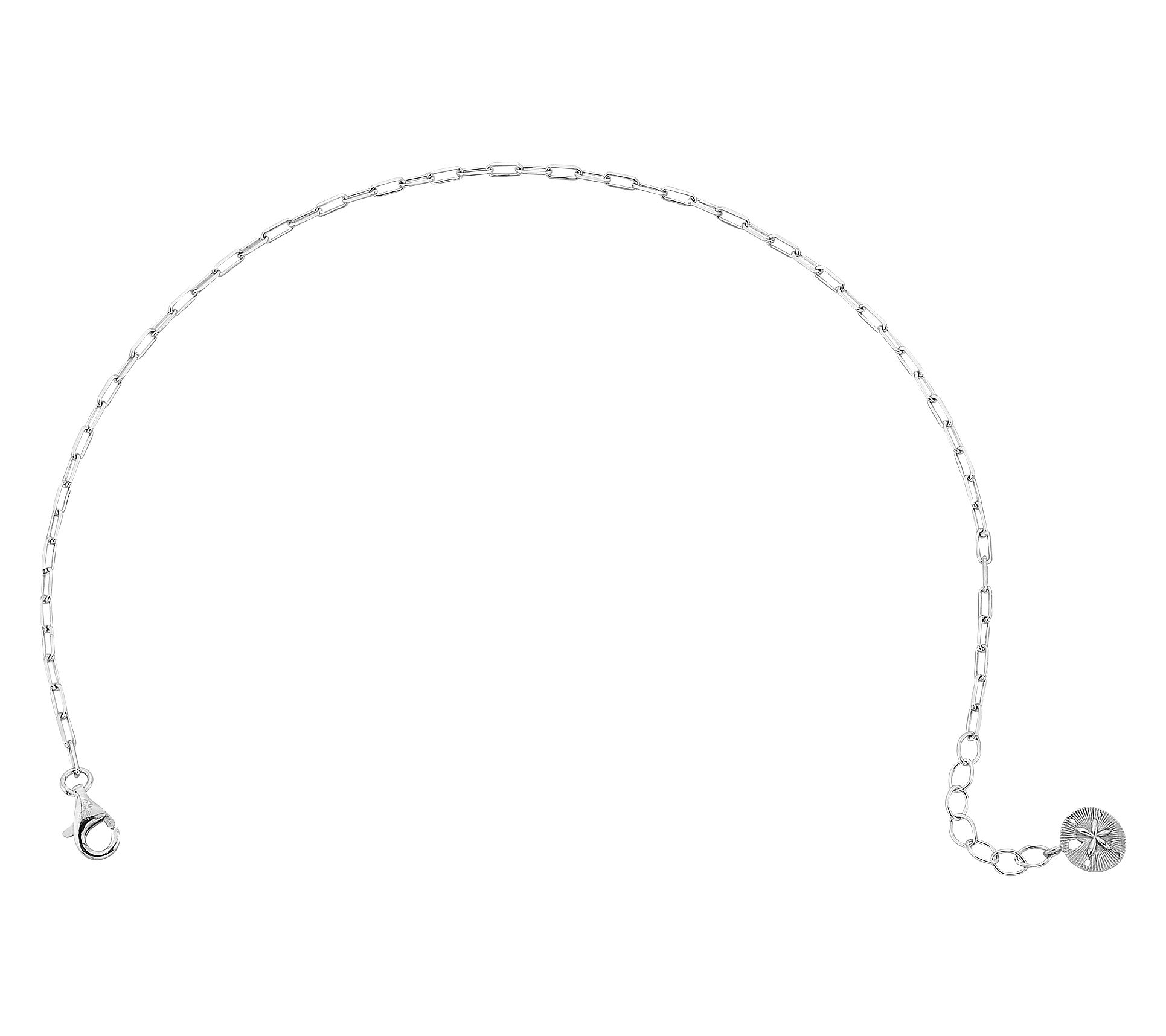 Silver Style Sand Dollar Paper Clip Ankle Bracelet, Sterling