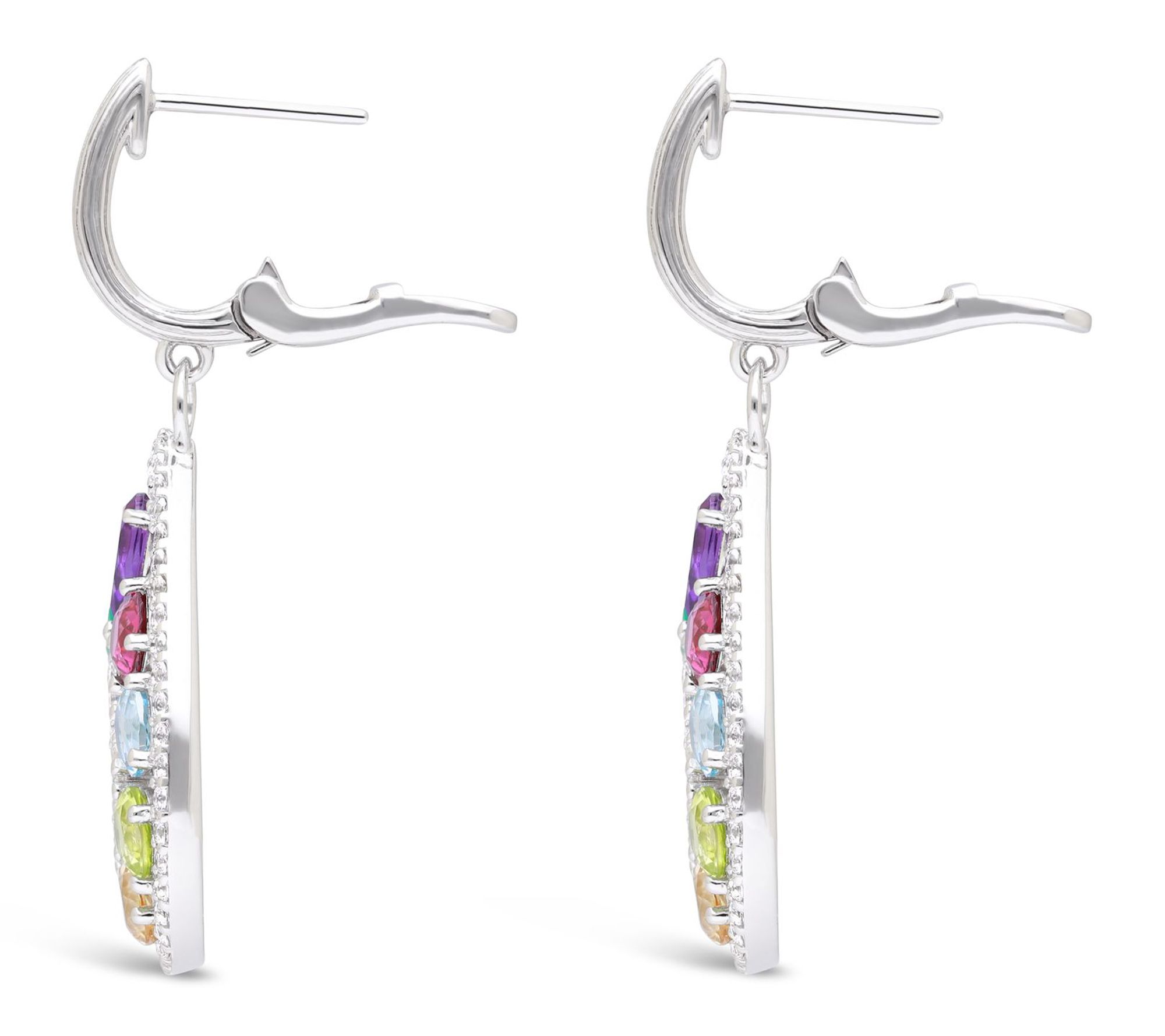 Ariva Sterling Silver Multi-Gemstone Kaleidoscope Earrings