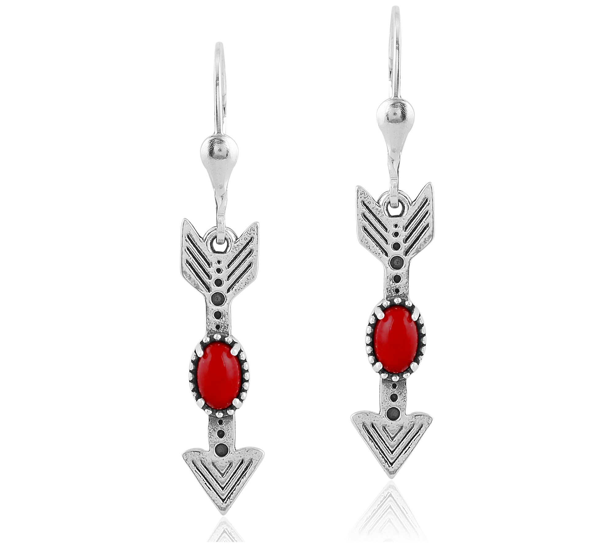 American West Gemstone Arrow Leverback Earrings, Sterling