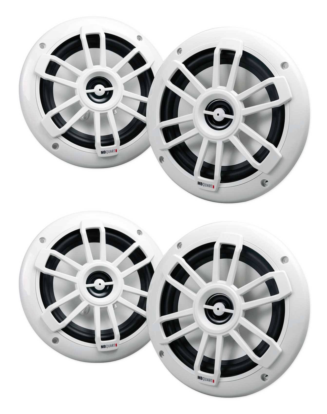 (4) MB Quart NF1-116 6.5x22 80 Watt Marine 2-Way Coaxial White Speakers for Boat