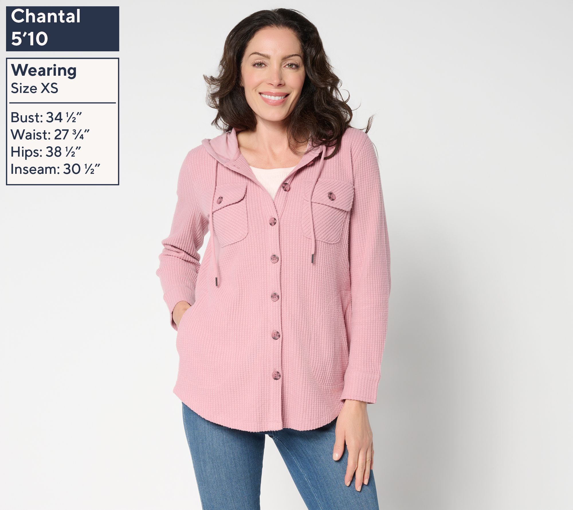 Belle by Kim Gravel Chunky Waffle Hooded Shacket