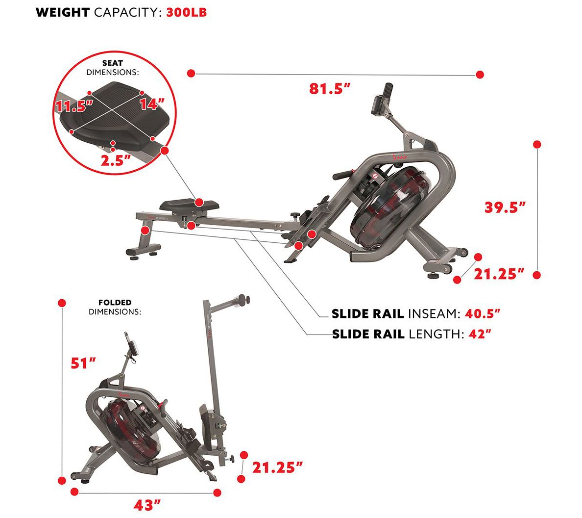Sunny Health & Fitness Hydro Water Rowing Machine SF-RW5910