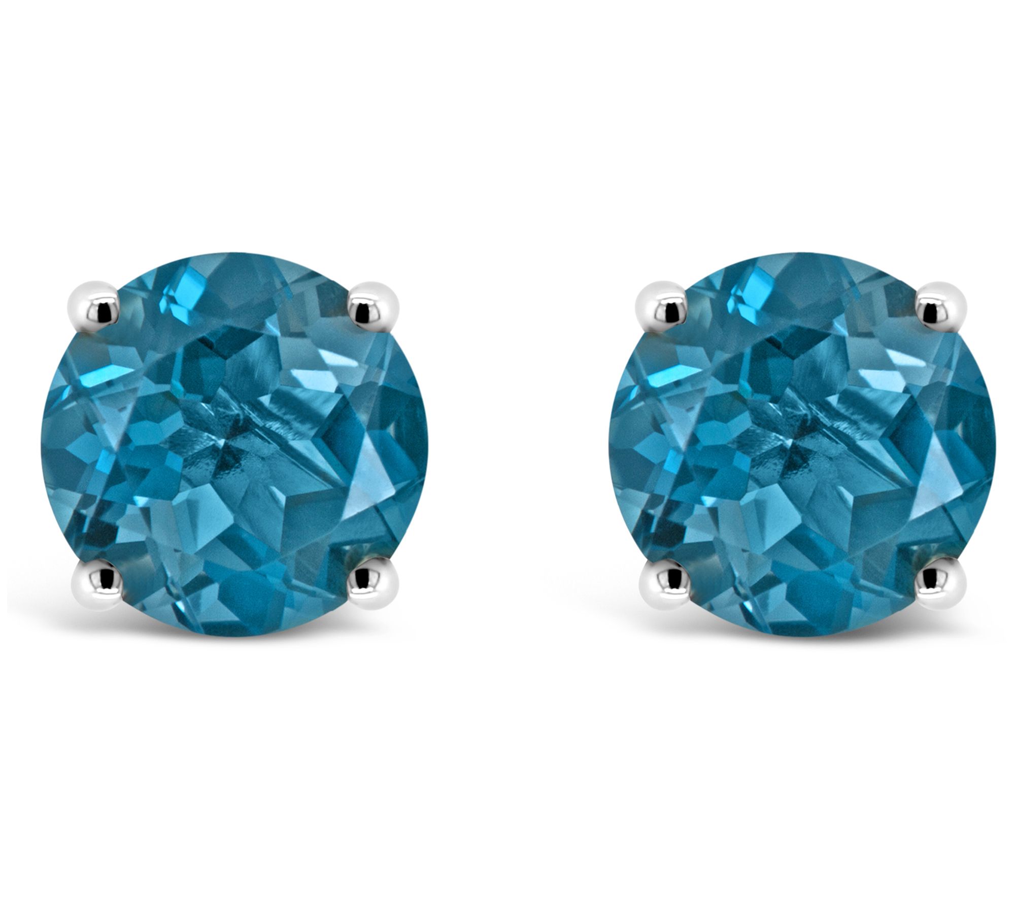 Sterling Silver Round 1.90 cttw London Blue Topaz Earrings