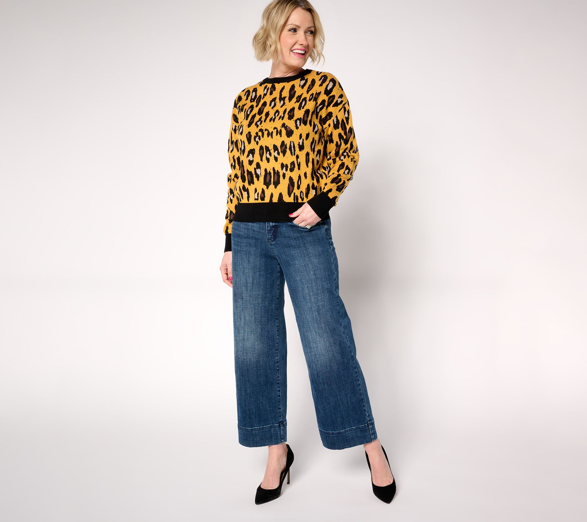 nicole by Nicole Miller Embellished Jacquard Sweater