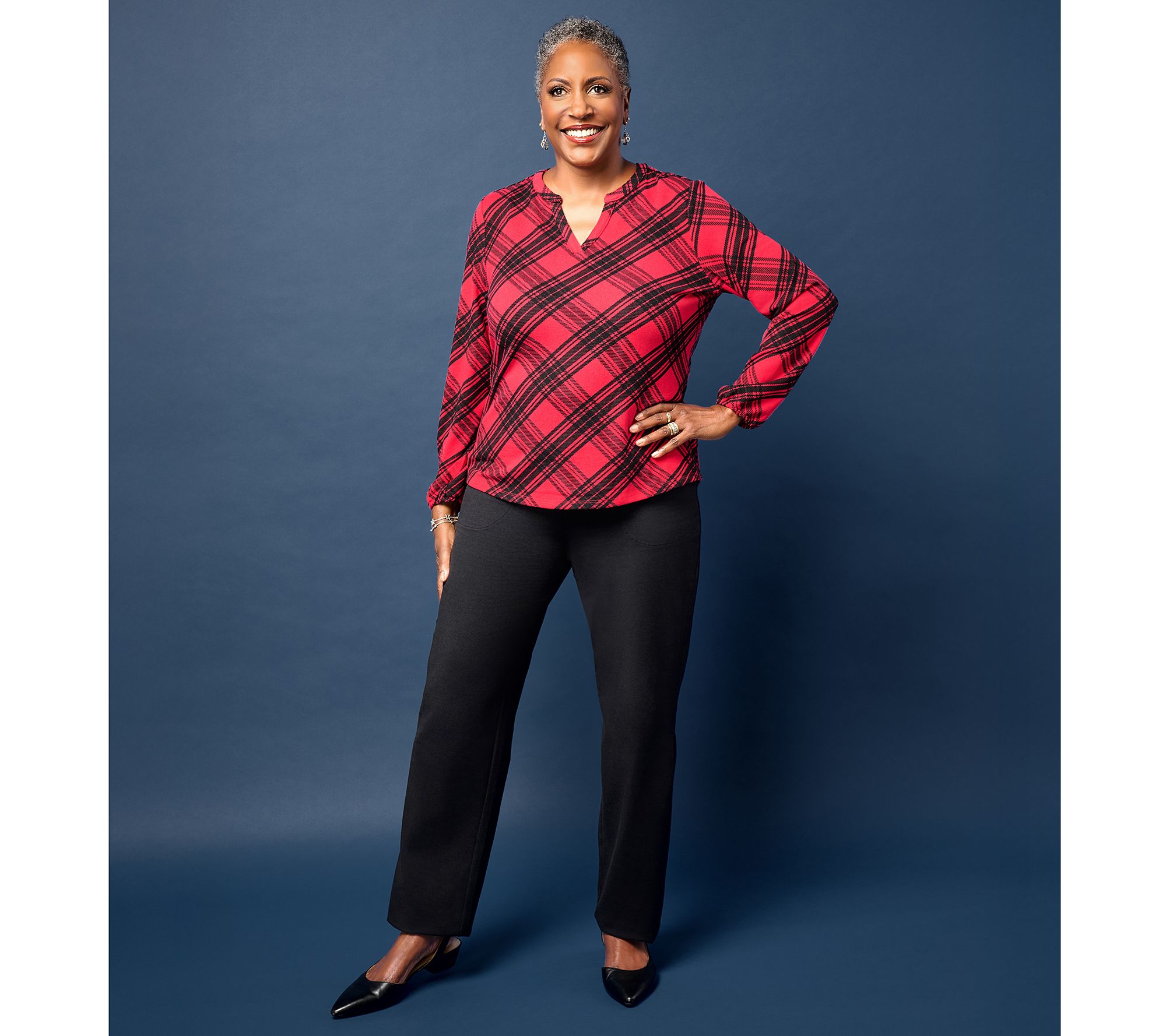 Denim & Co. Petite Duo Stretch Straight Leg Pants