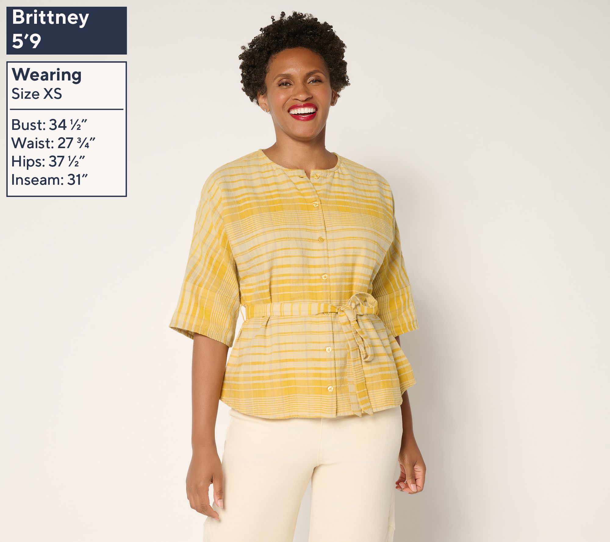 Me by Jennie Garth Laurel Plaid Blouse with Self Belt