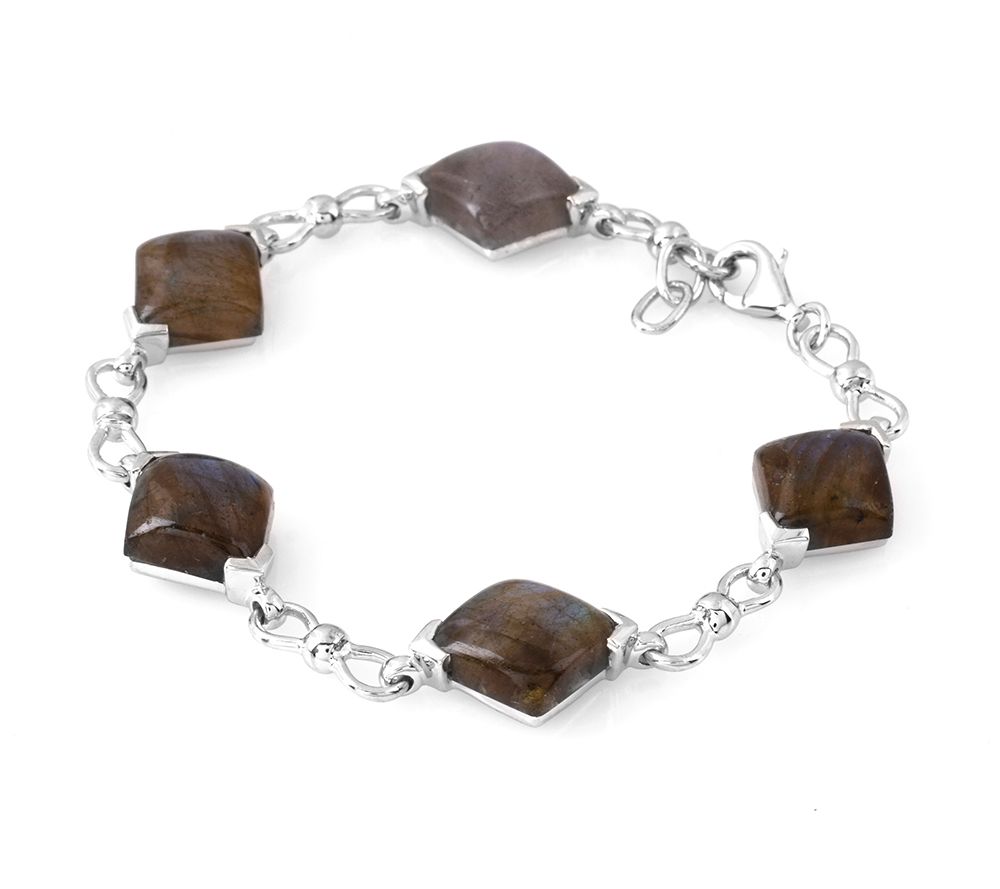 Affinity Gems Labradorite Station Bracelet, Sterling Silver