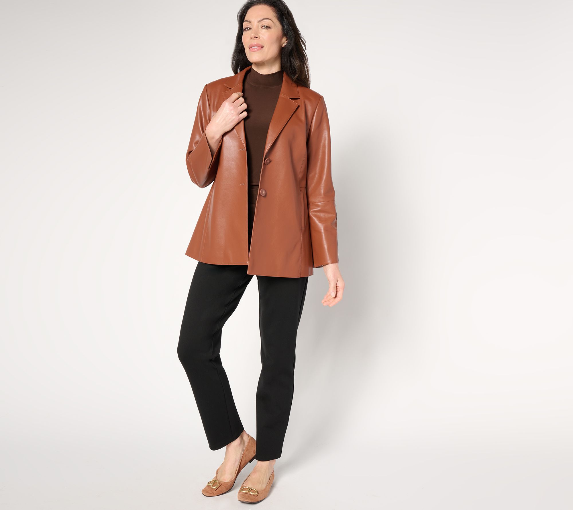 Dennis Basso Regular Luxe Faux Leather Jacket