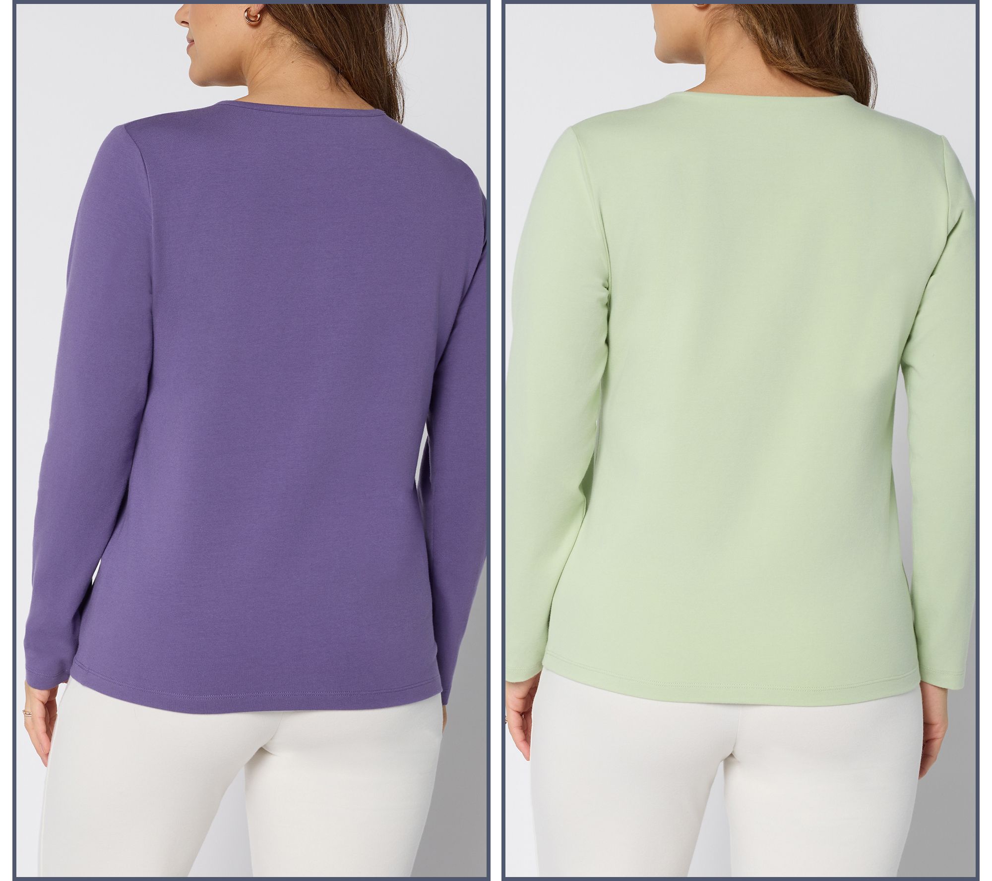 Denim & Co. Essentials 2-Pack Long Sleeve Stretch Henleys