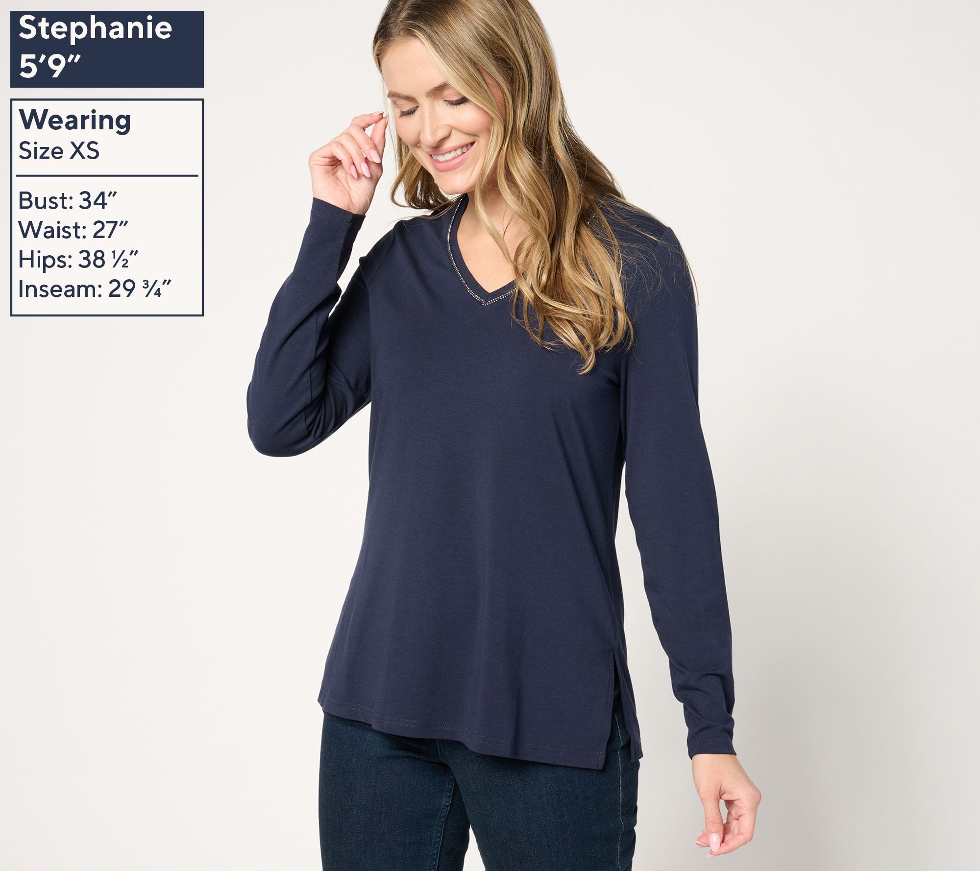 Jingle Belles by Kim Gravel TripleLuxe Knit Sparkle V Neck Top