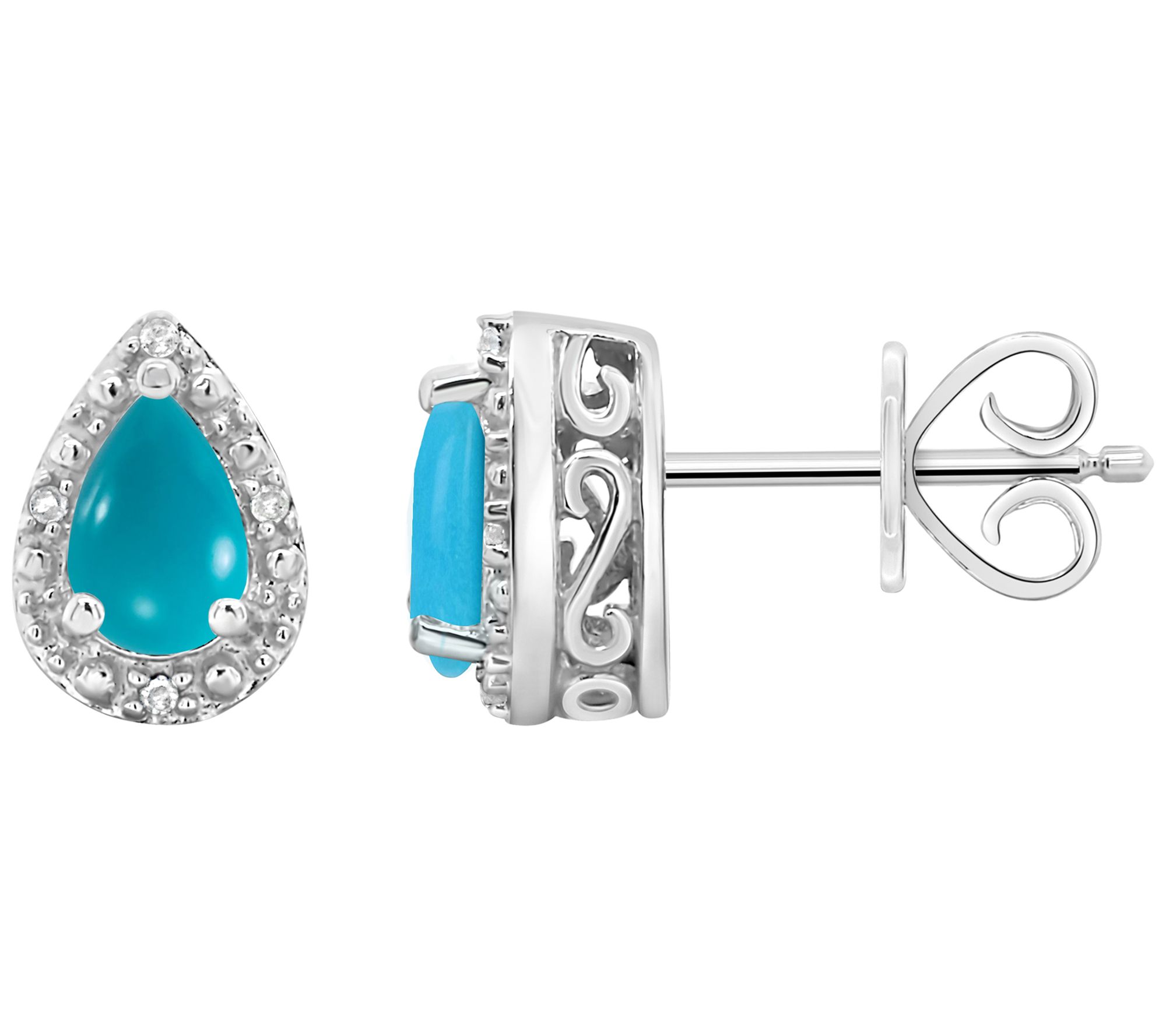 Affinity Gems Pear Turquoise & Diamond Earrings, Sterling