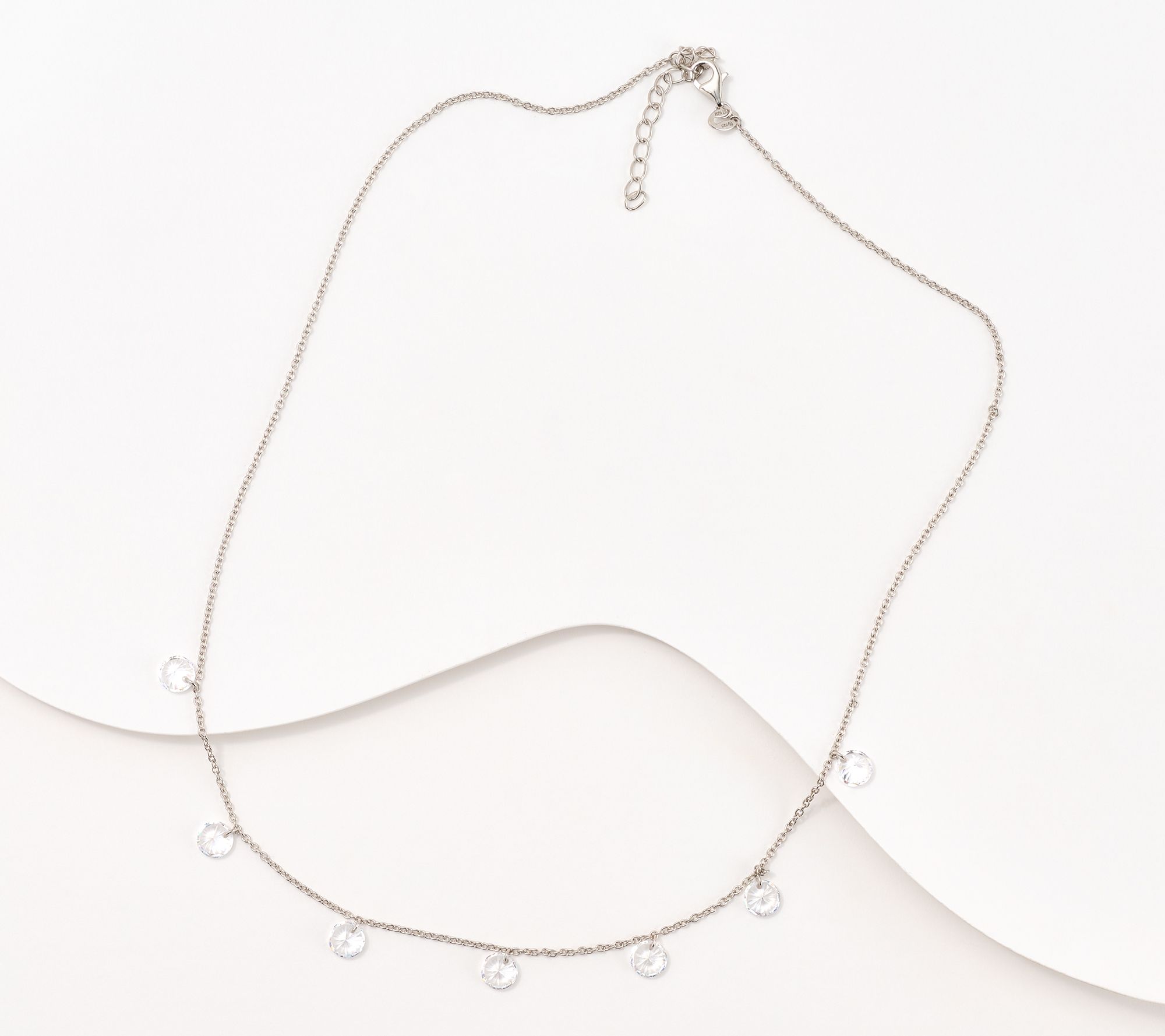 Diamonique Classics Round Station Necklace, Sterling Silver
