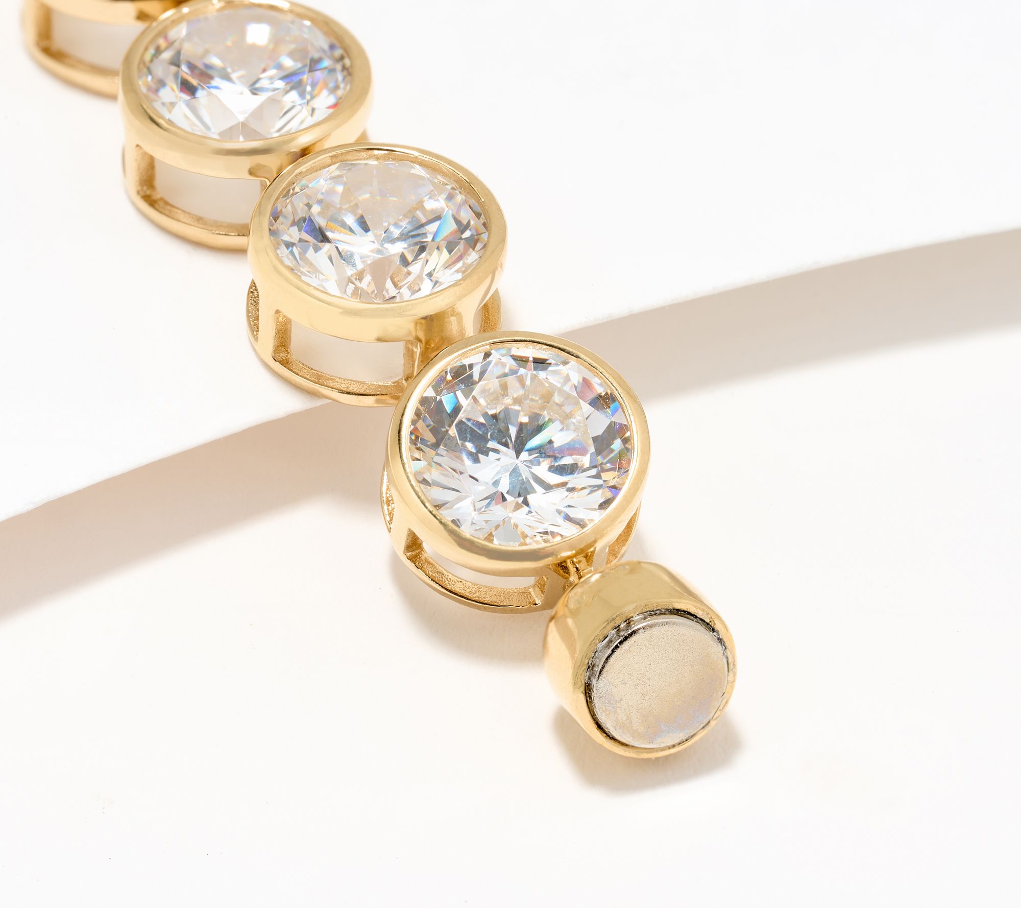 Diamonique Classics Round Bezel Set Tennis Bracelet, Sterl