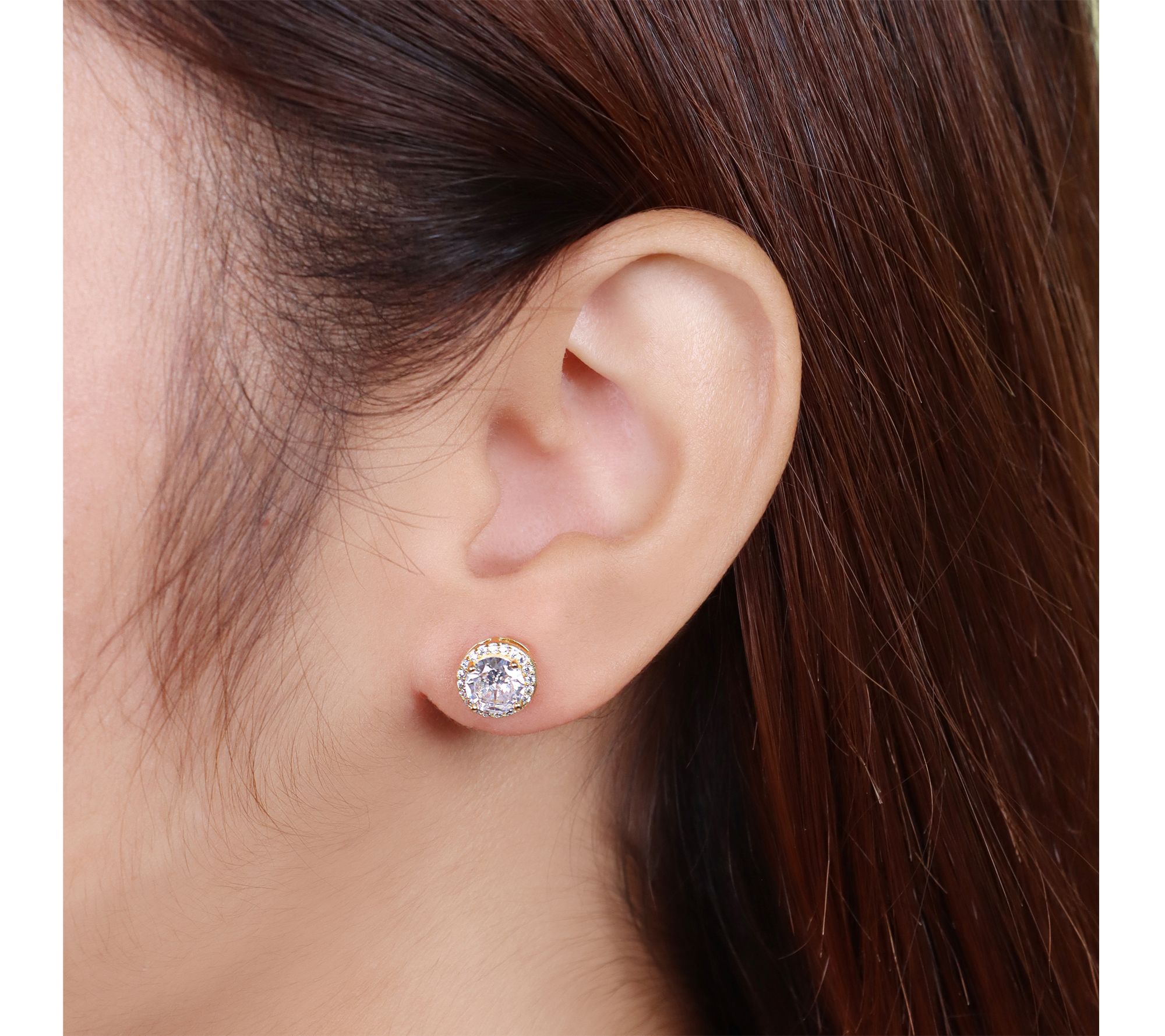 Diamonique x Bronzo Italia Round Stud Earrings