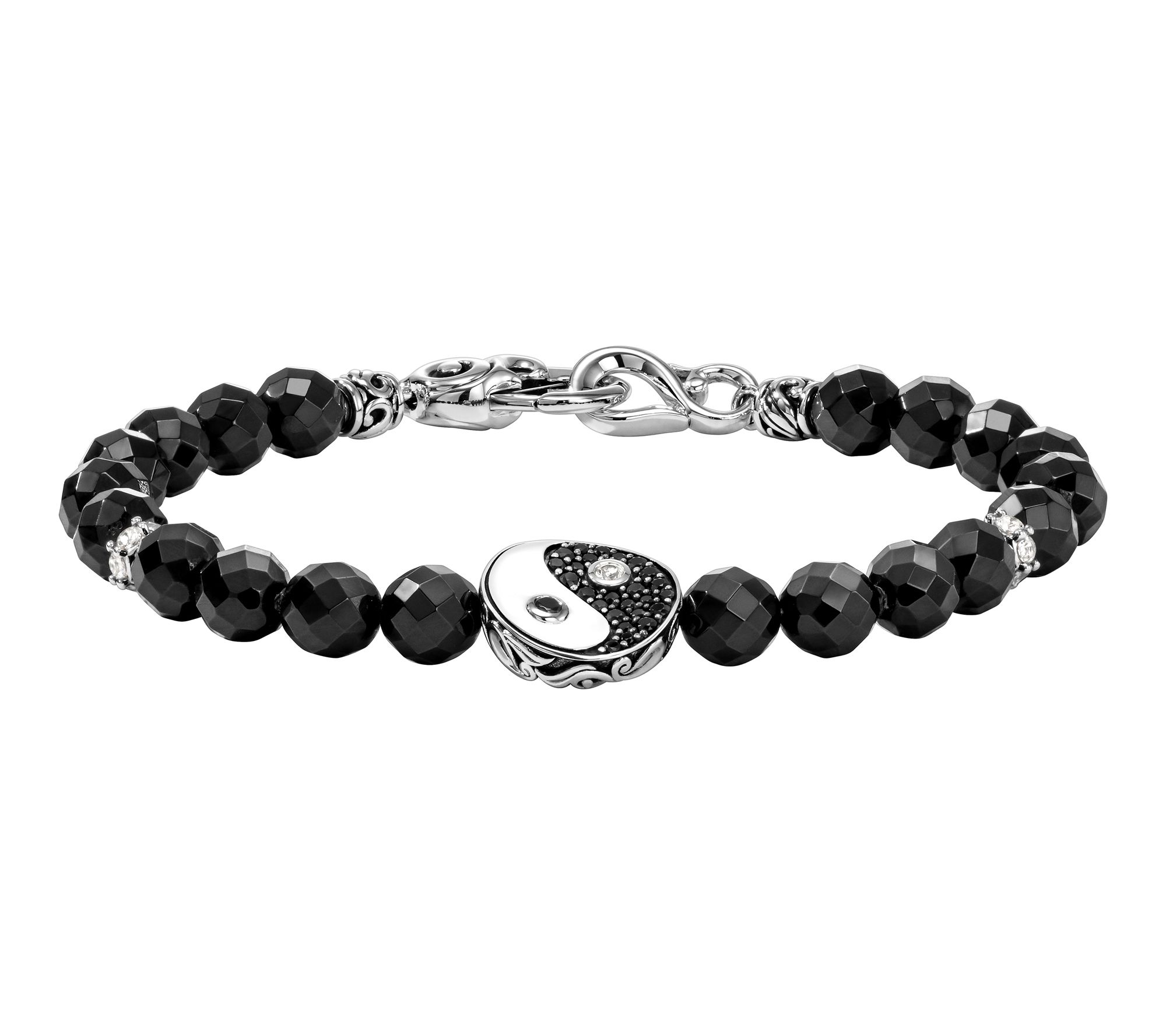 Third Person Sterling Gemstone Bead & YinYang Bracelet